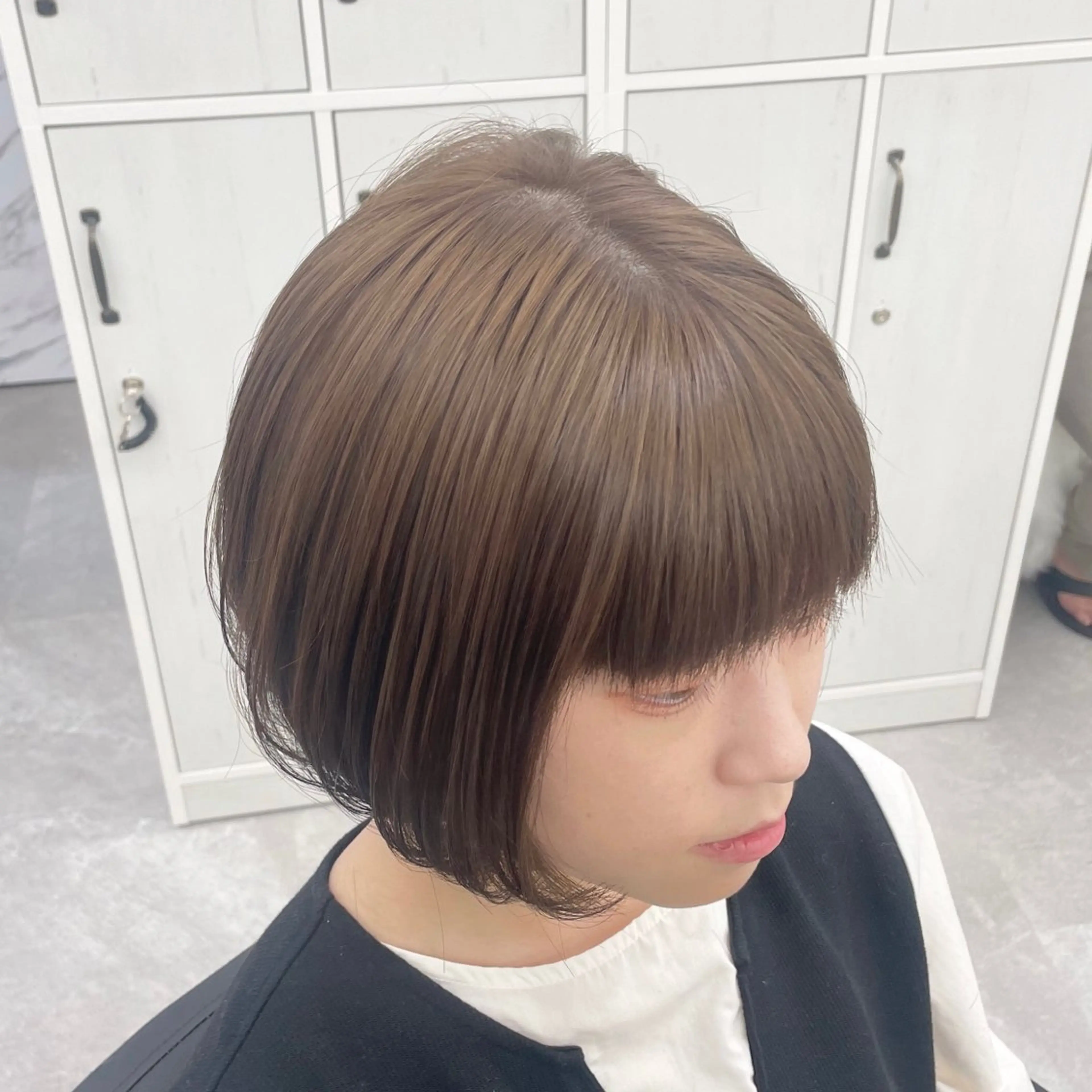 ショート カラー ブリーチなしレイヤー 髪質改善/韓国ヘアのヘアスタイル