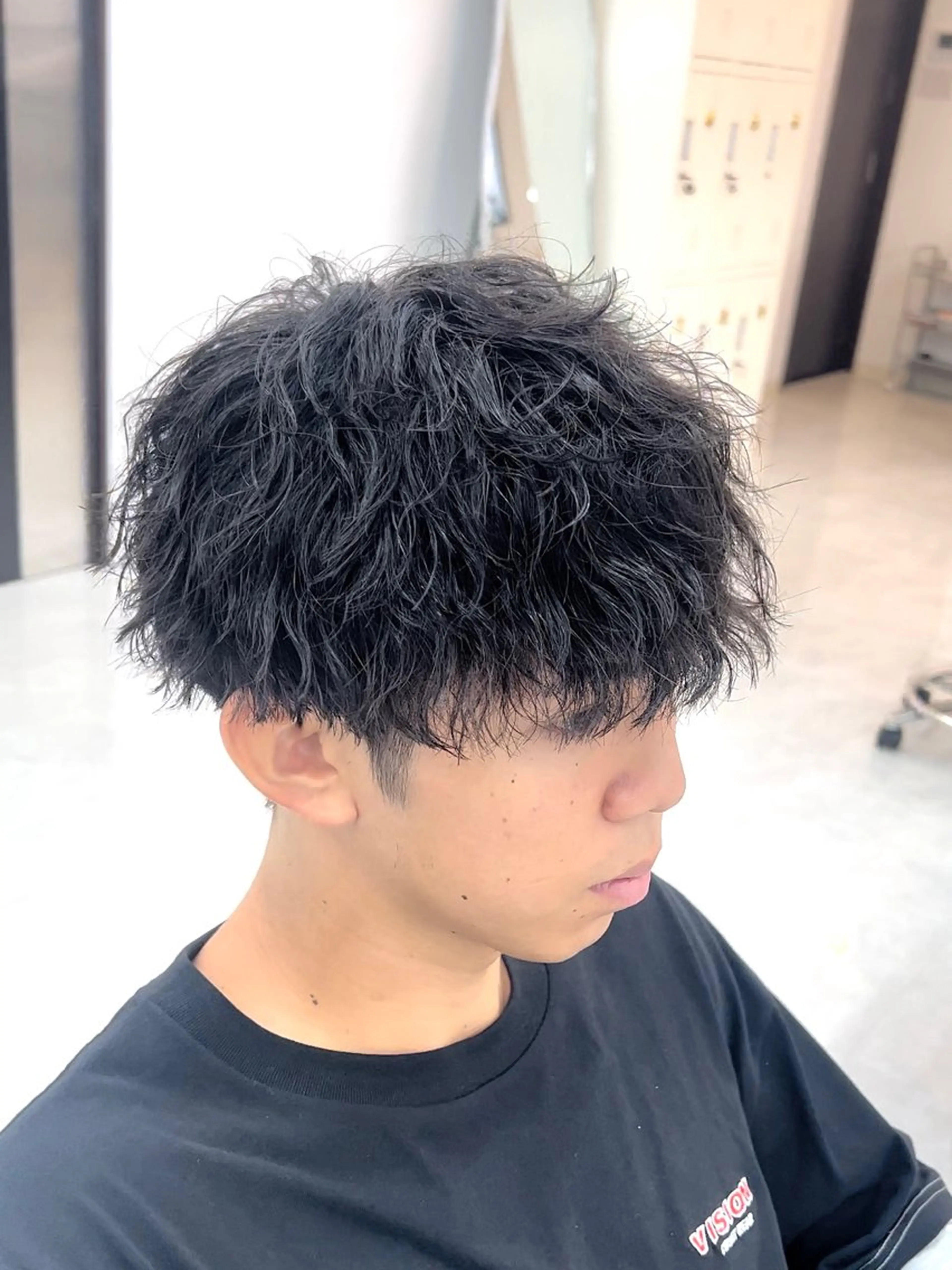 ショート パーマ メンズ メンズパーマ カット パーマ 飛田 楓信のヘアスタイル