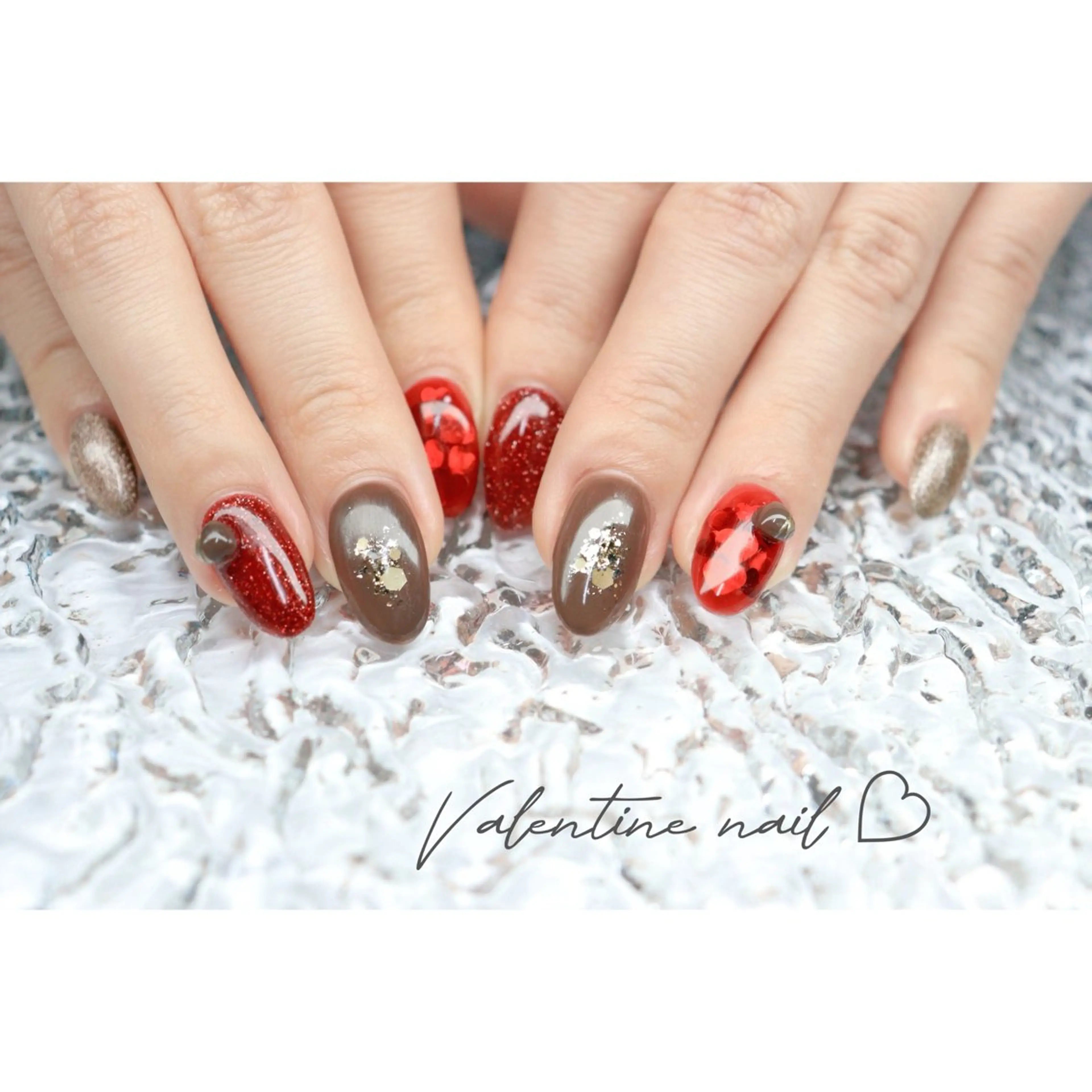 ネイル バレンタイン ハンドネイル ハンドケア mapple nailのネイルデザイン