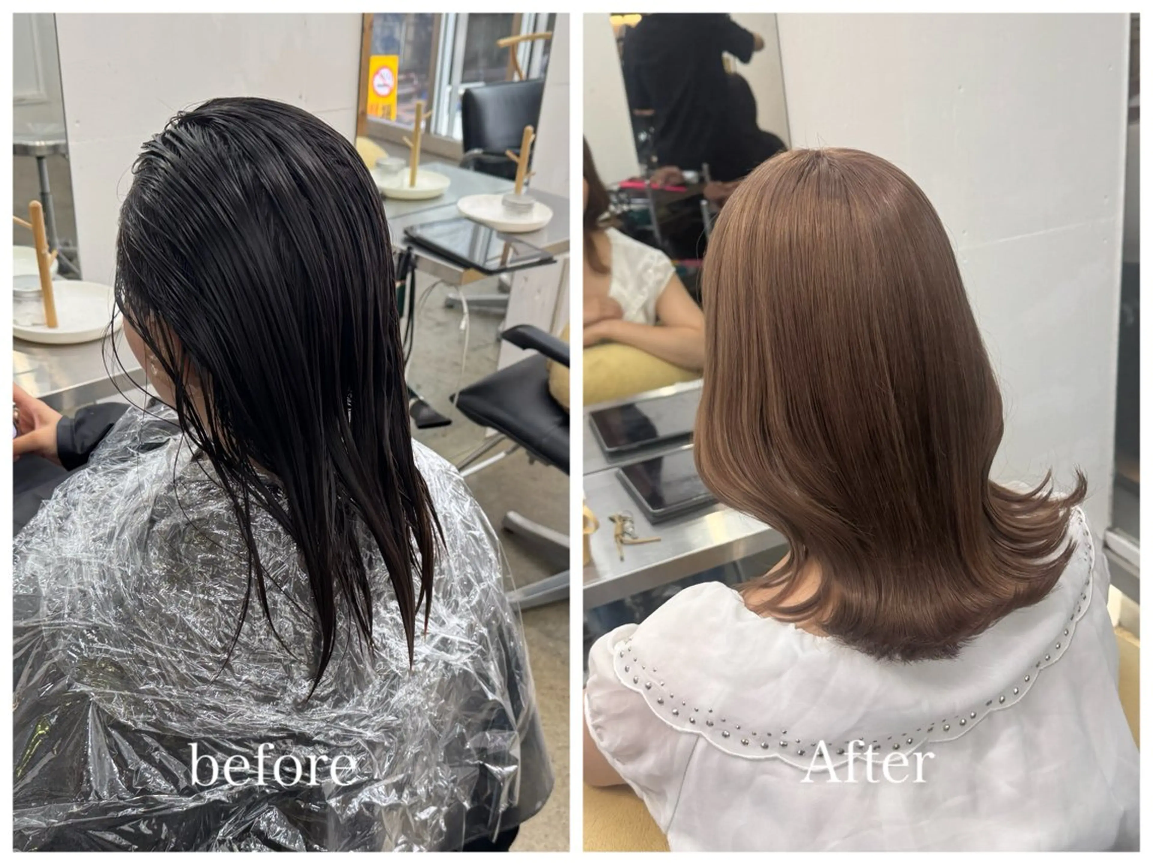 ミディアム カラー ブラウンカラー ミルクティーブラウン ヘアカラー トリートメント 新宿 似合わせカラー HINAのヘアスタイル
