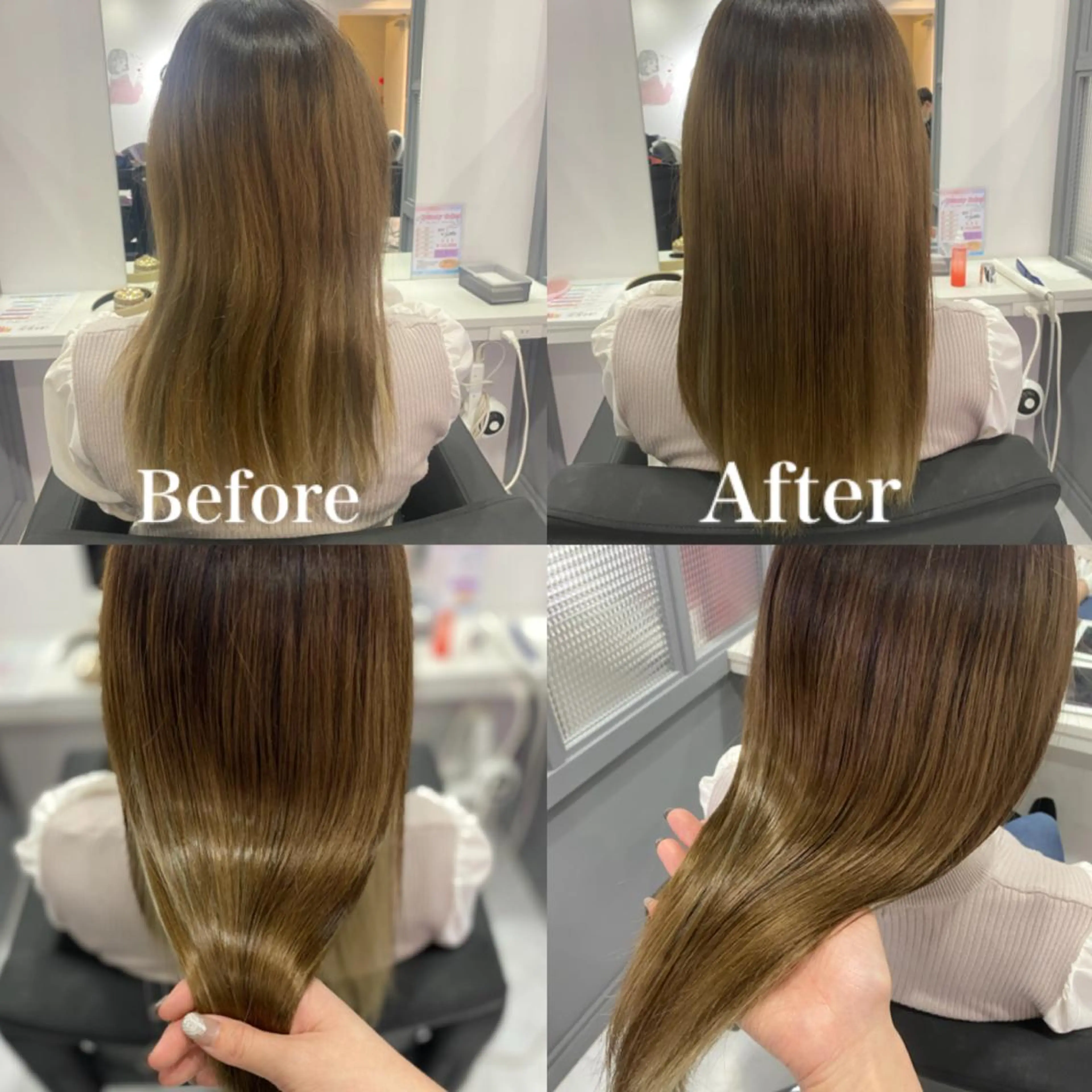 セミロング カラー カット ヘアカラー トリートメント 髪質改善×矯正🫧 韓国ヘアasamiのヘアスタイル