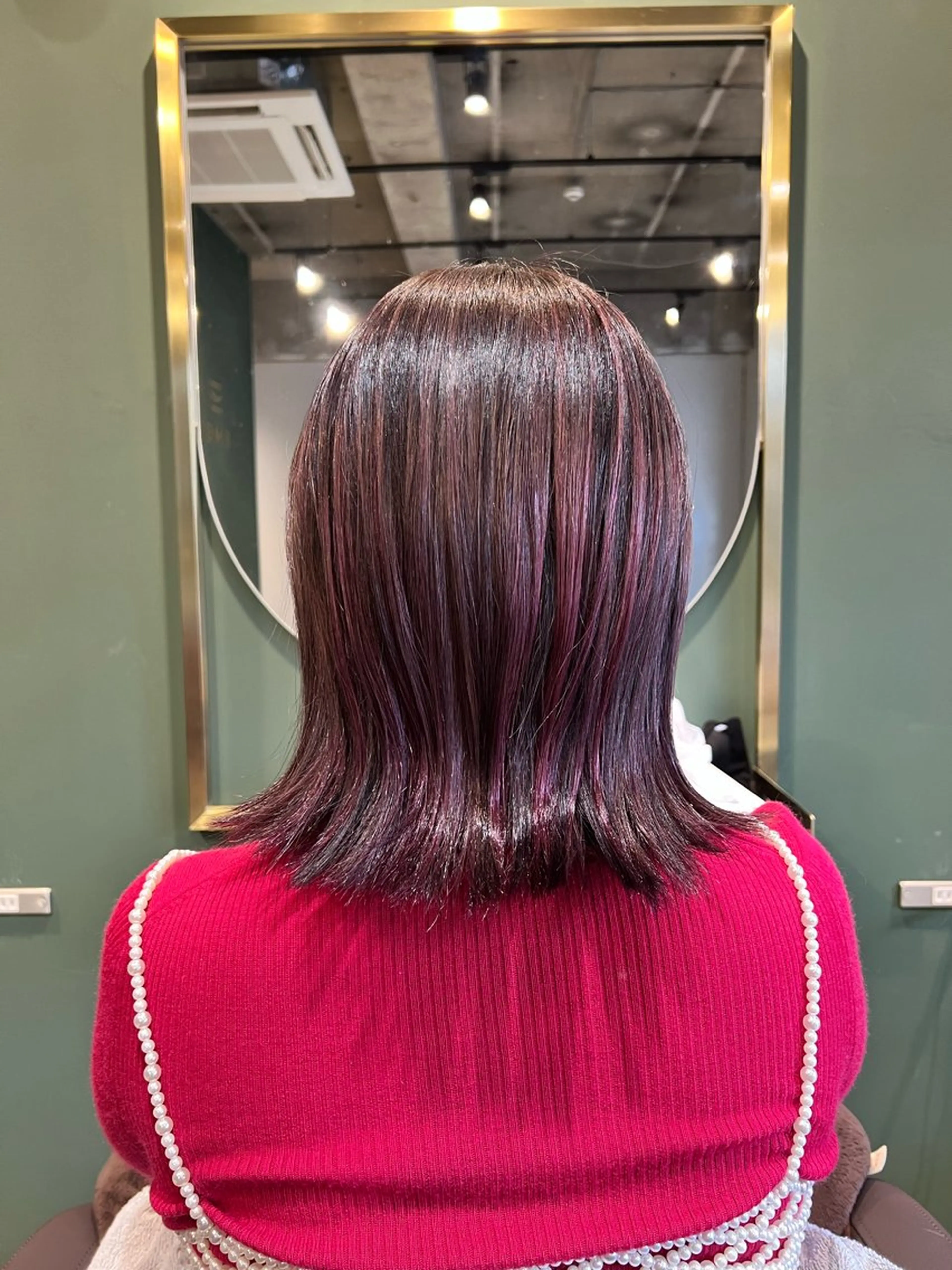 ミディアム カラー バレイヤージュ ピンクカラー ボブ レイヤーカット カラースペシャリスト しょう🧑🏼‍🎨のヘアスタイル