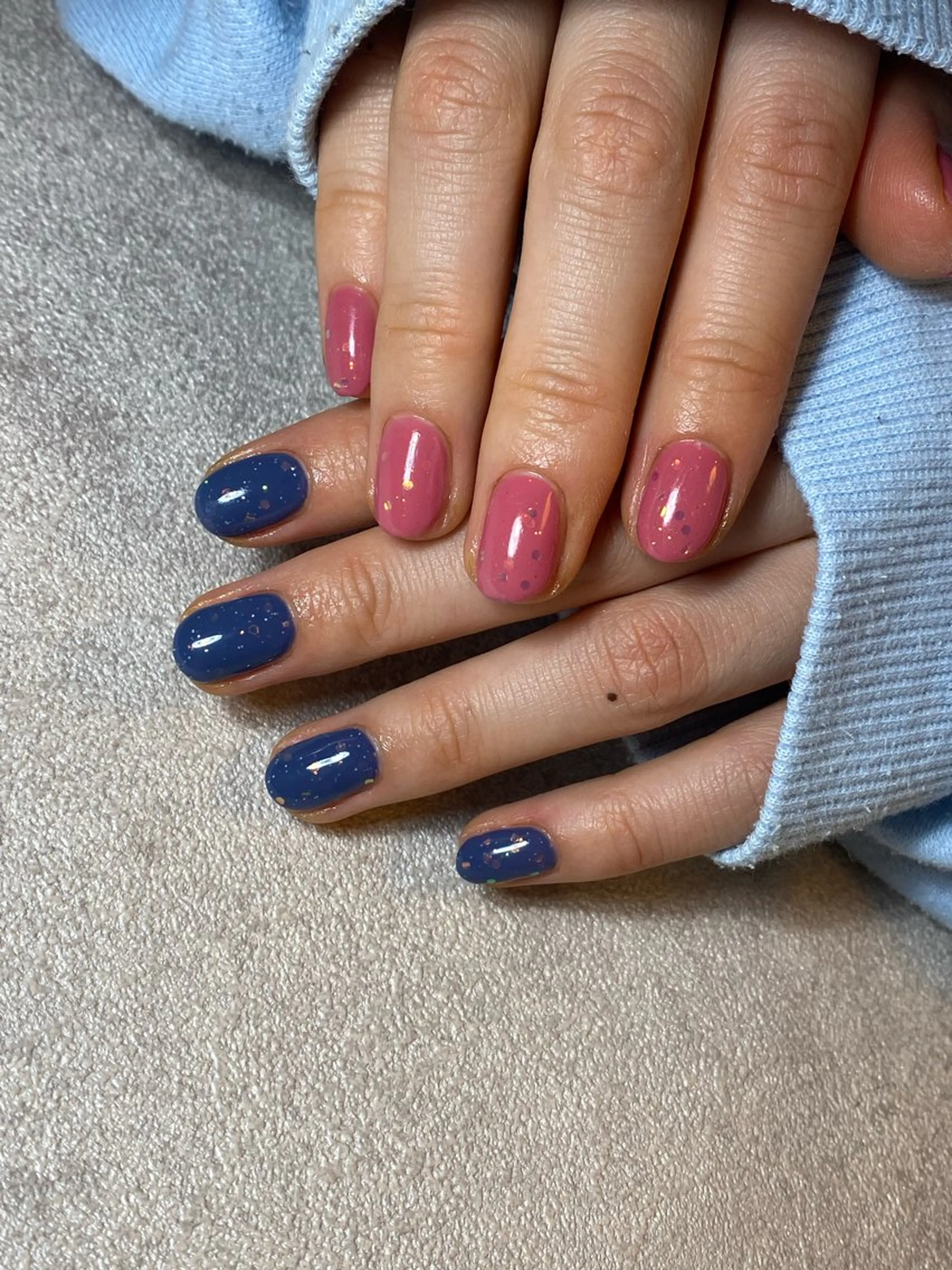 ネイル ネイビー ピンク ハンドネイル a... nailのネイルデザイン