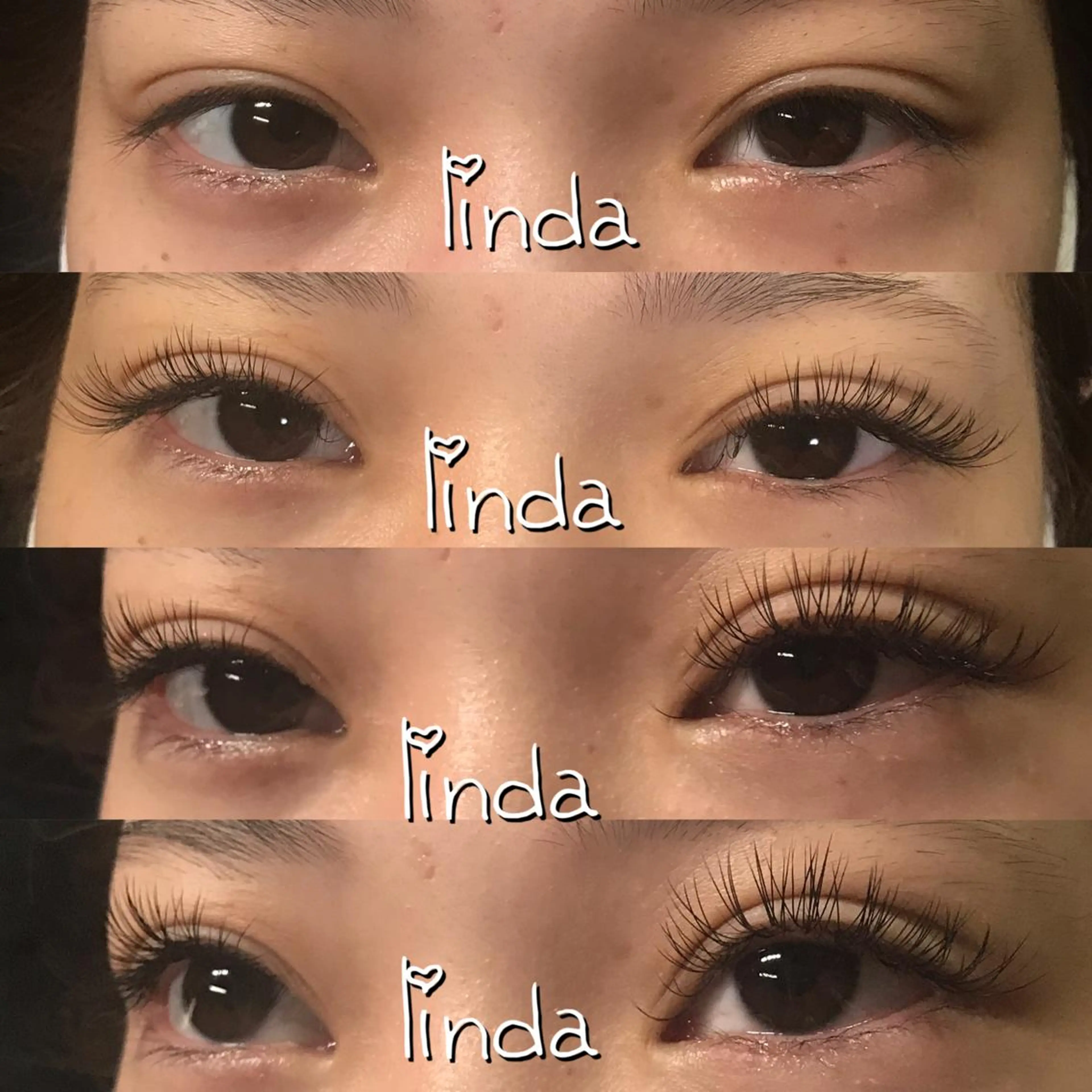 マツエク・マツパ 付け放題 フラットラッシュ linda lashesのマツエク・マツパデザイン