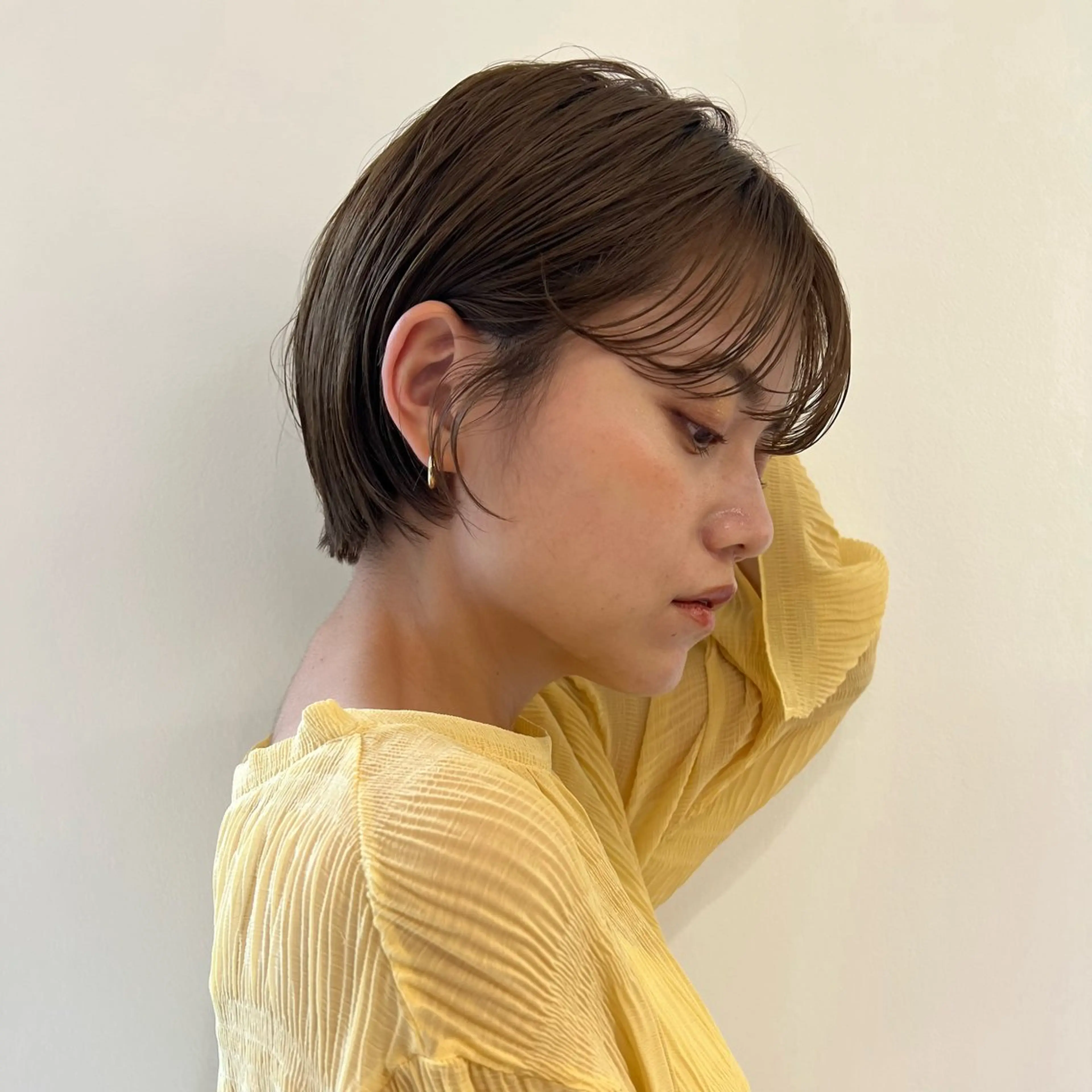 ショート カラー ボブ/巻ける縮毛矯正 /韓国レイヤーはなのヘアスタイル