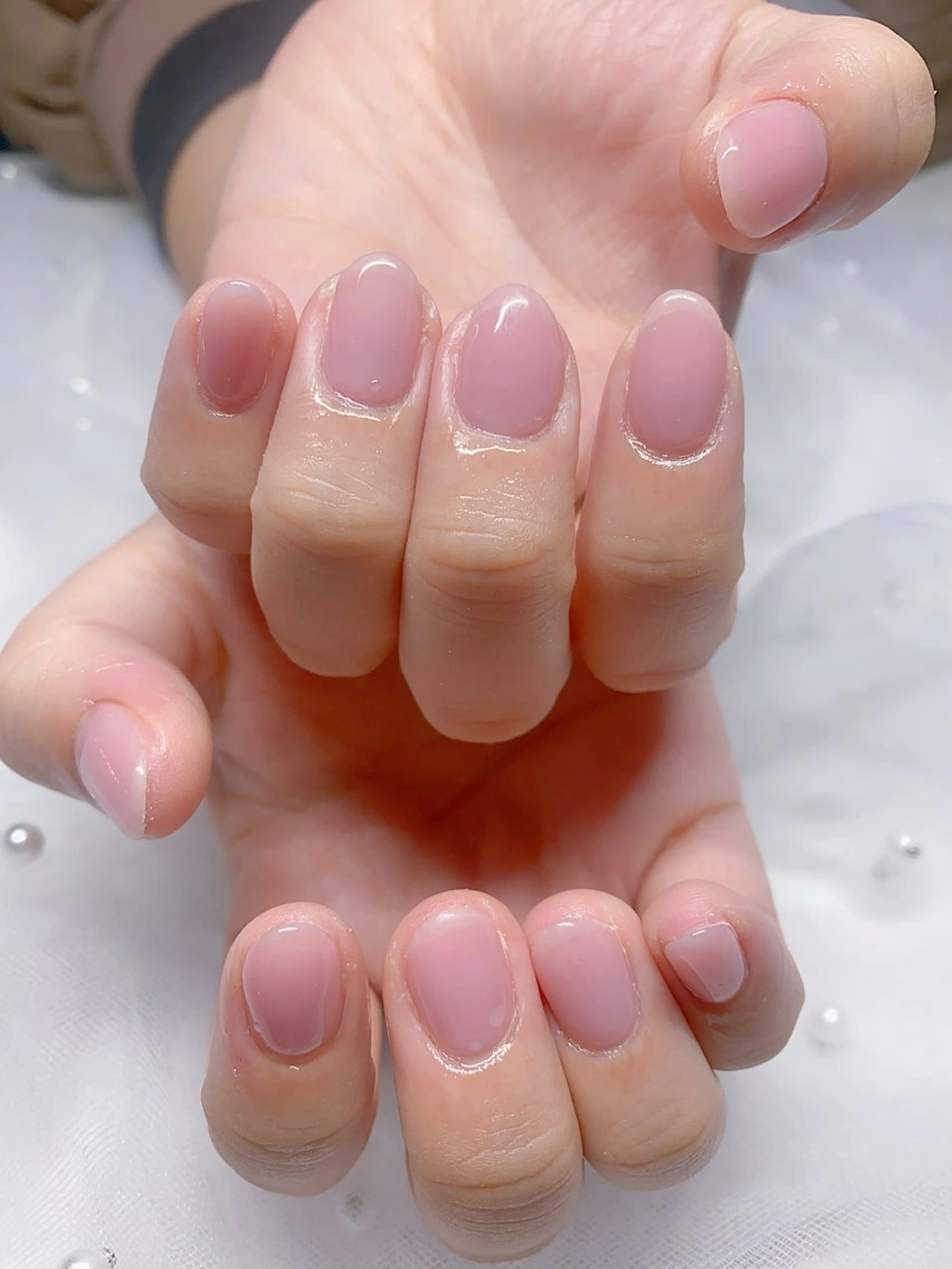 ネイル ブルー クリアネイル ピンク ハンドネイル Jasmine nailsalon所属・ジャスミン ネイルサロンのネイルデザイン