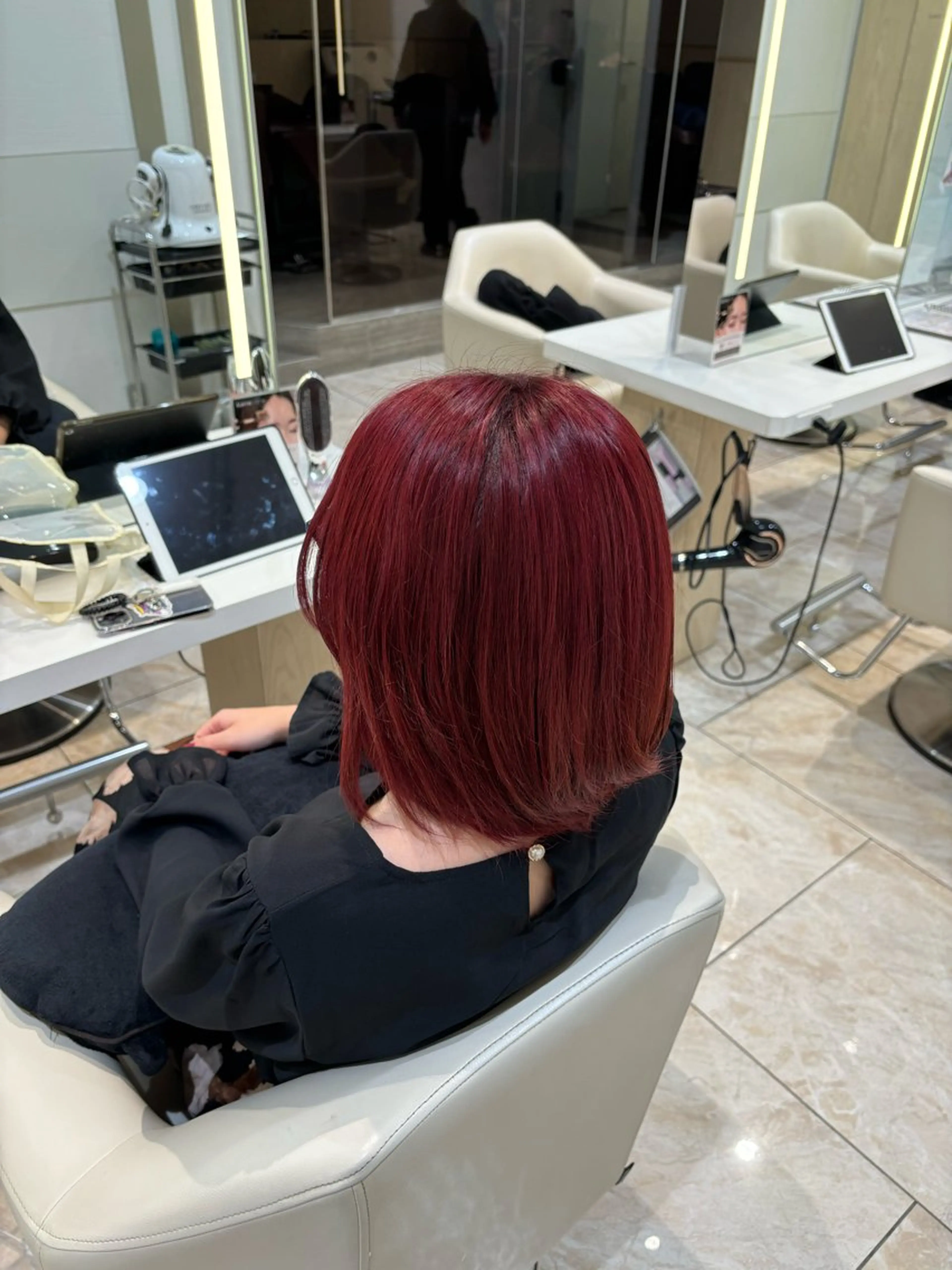 ミディアム カラー ダブルカラー レッドカラー ヘアカラー miho‪𓂃 ANNETTAのヘアスタイル