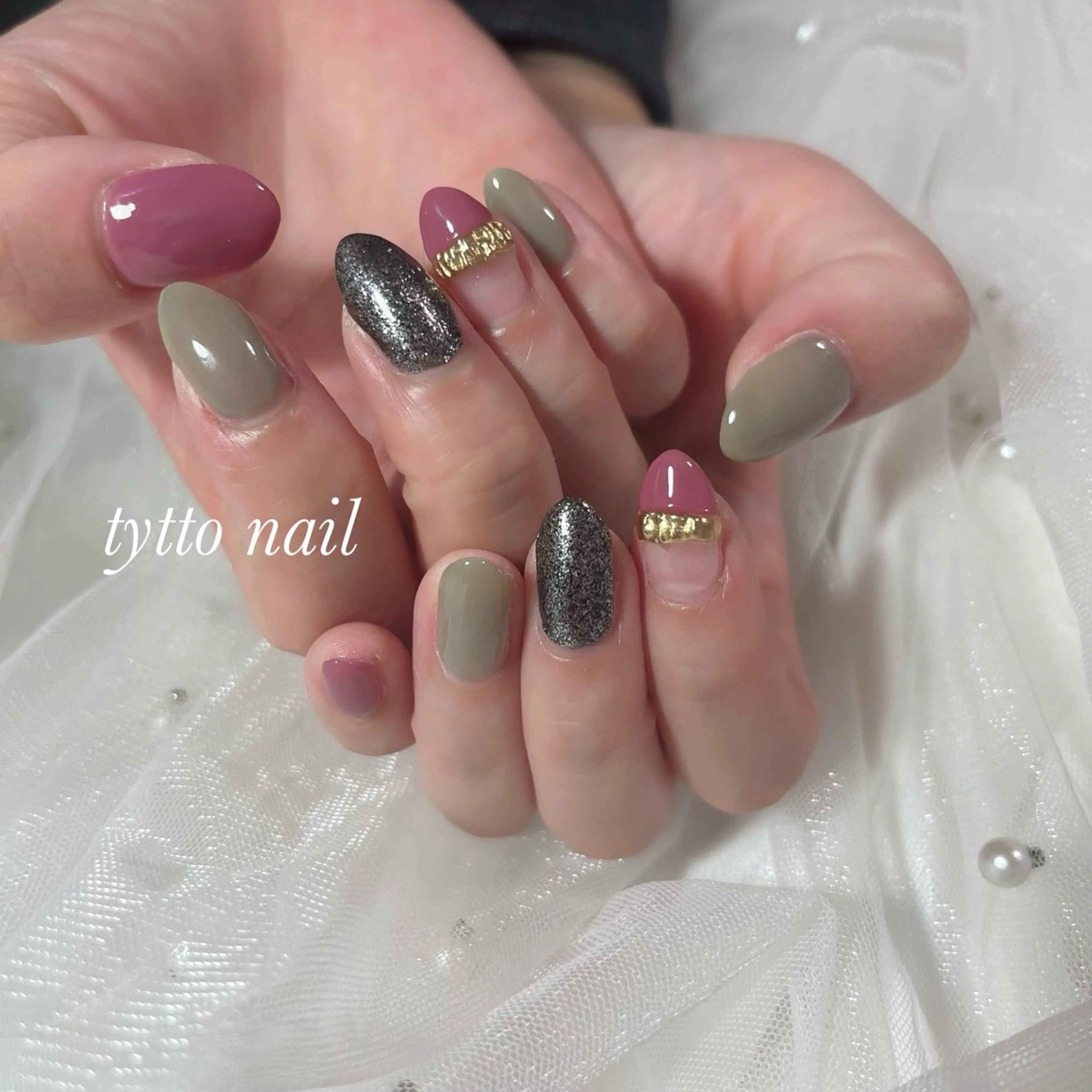 ネイル フレンチネイル 韓国ネイル ラメ(グリッター) ミラーネイル オフィスネイル tytto nail ❤︎‪‪eri‪‪のネイルデザイン