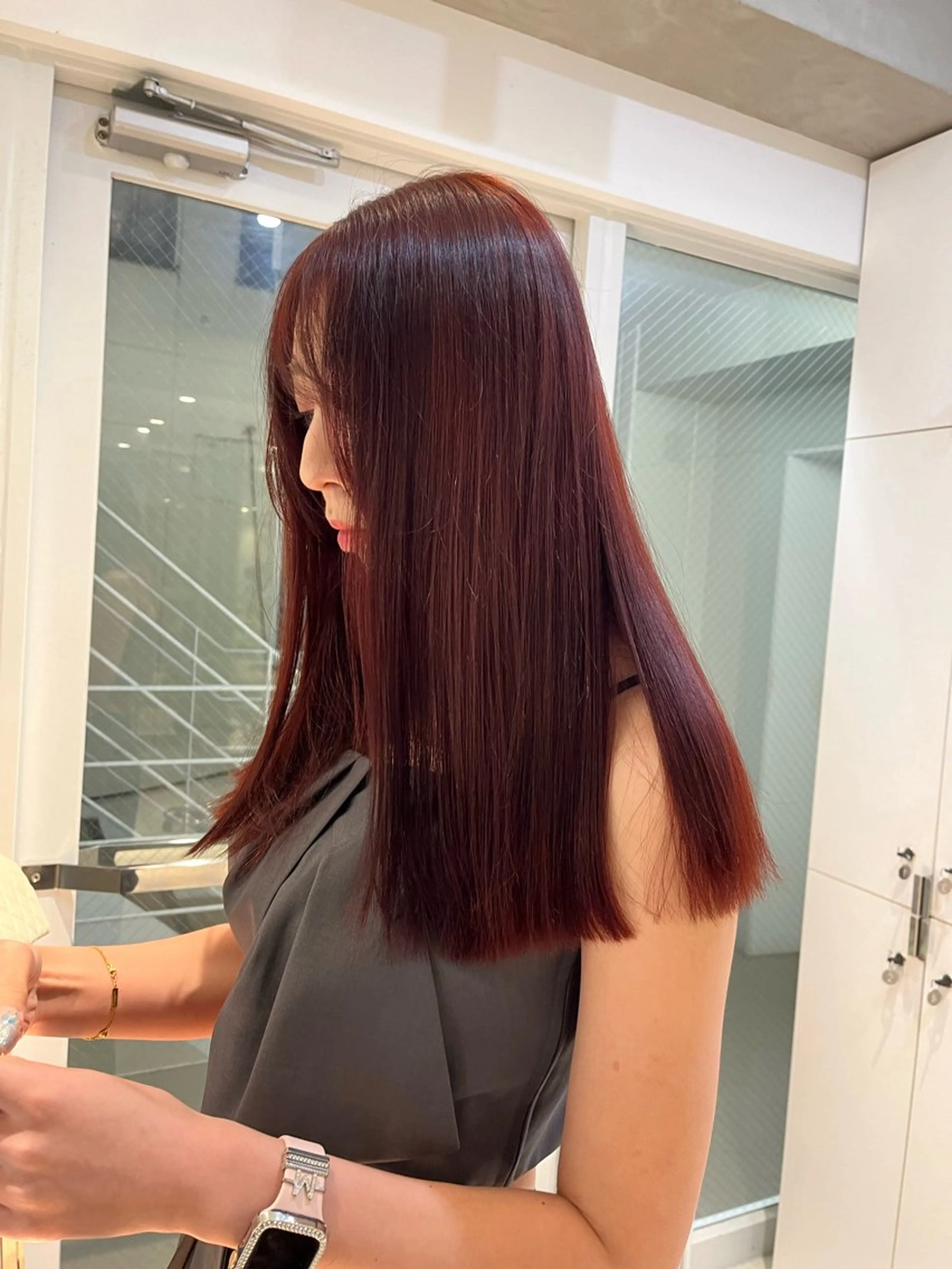 ロング ヘアカラー トリートメント ヘアセット ワインレッド/暖色 ◎RUKI.のヘアスタイル