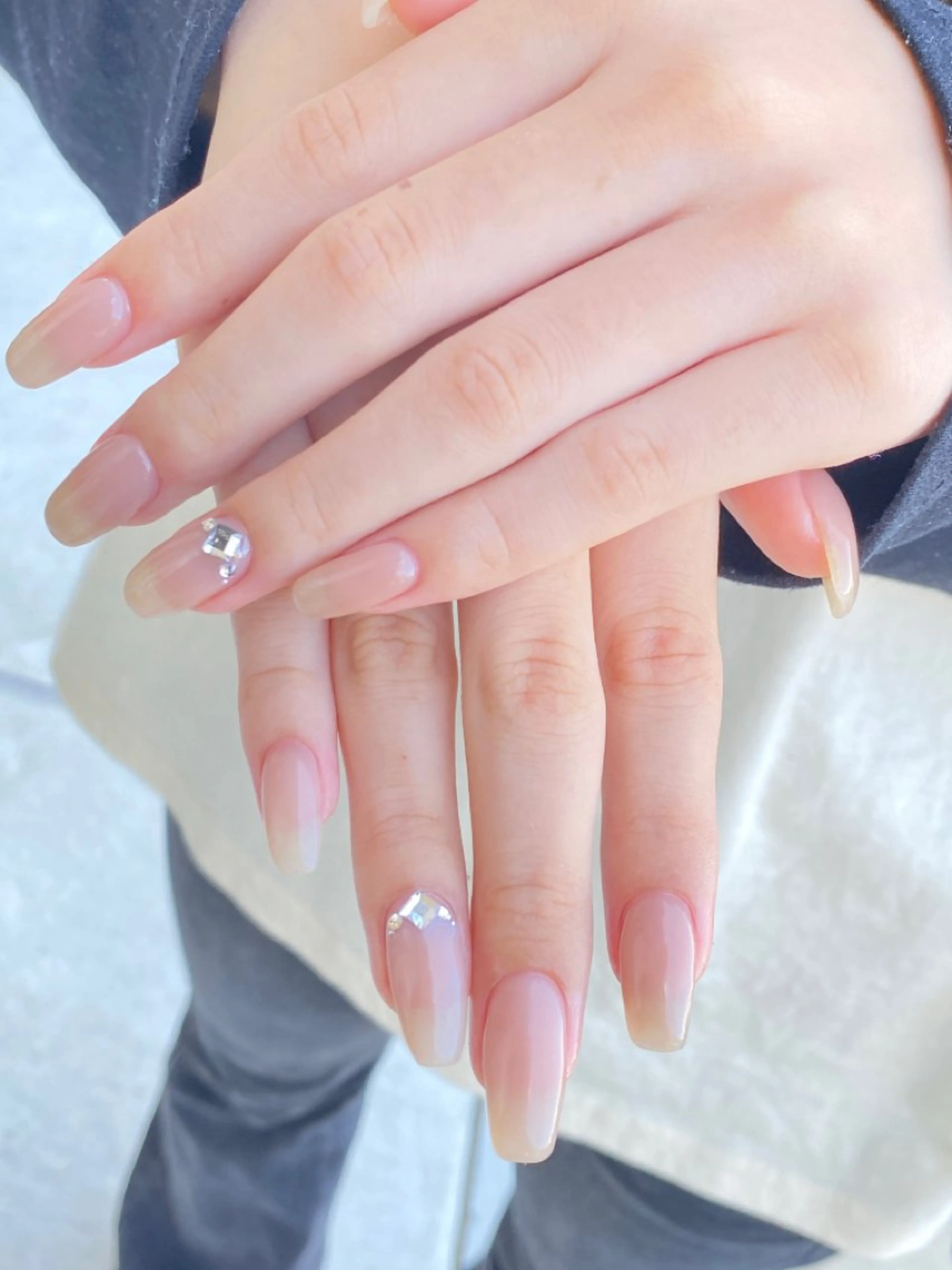 ネイル ワンカラーネイル ストーンネイル HandS ネイル 自宅サロンのネイルデザイン