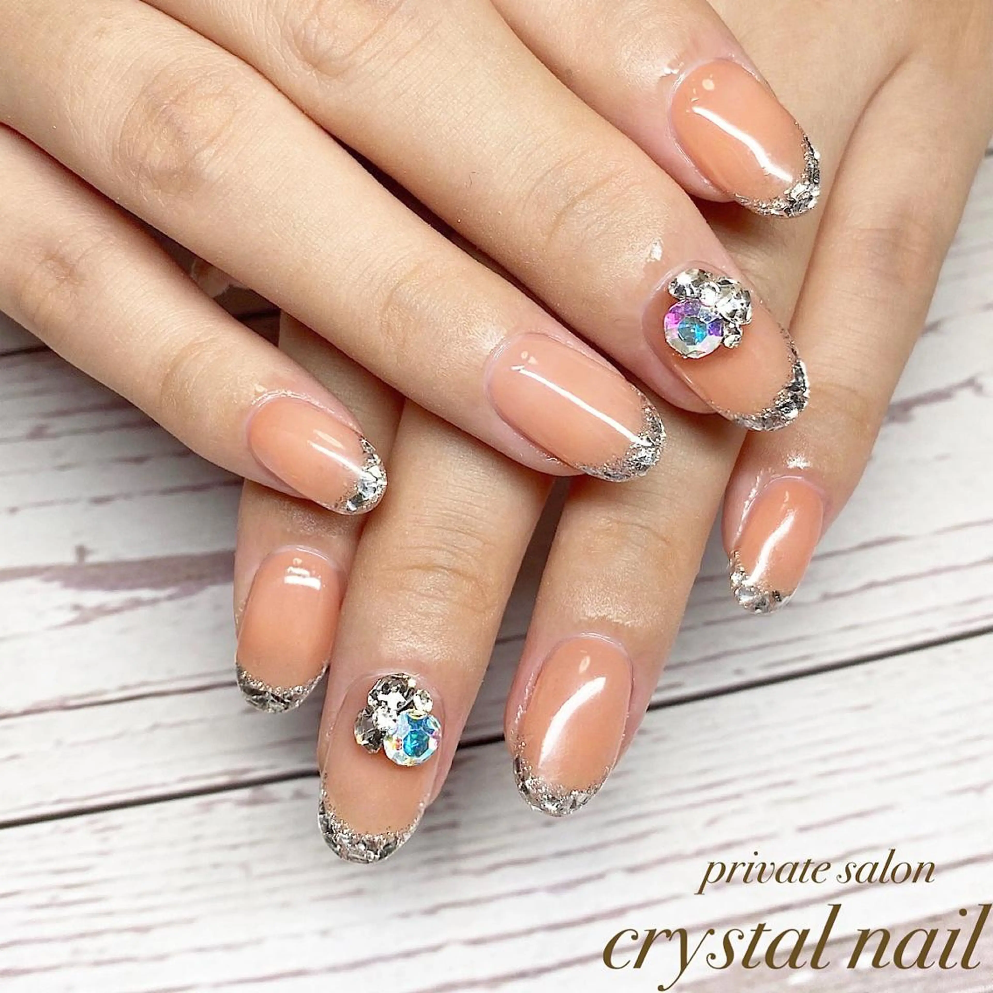 ネイル フレンチネイル ガラスフレンチ Crystal Nailのネイルデザイン