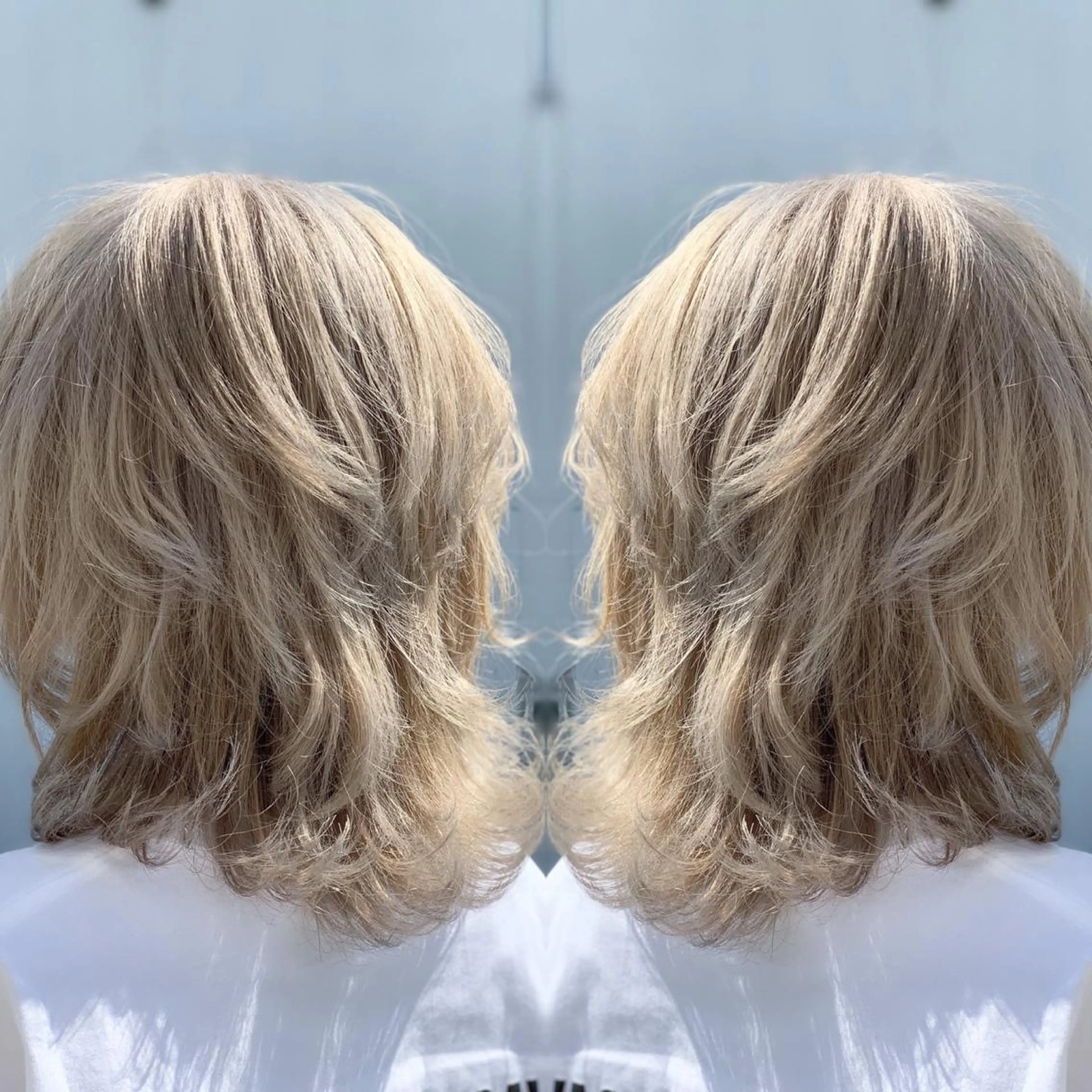 ミディアム カラー ヘアアレンジ 髪質改善×ハイトーン 中田啄也のヘアスタイル