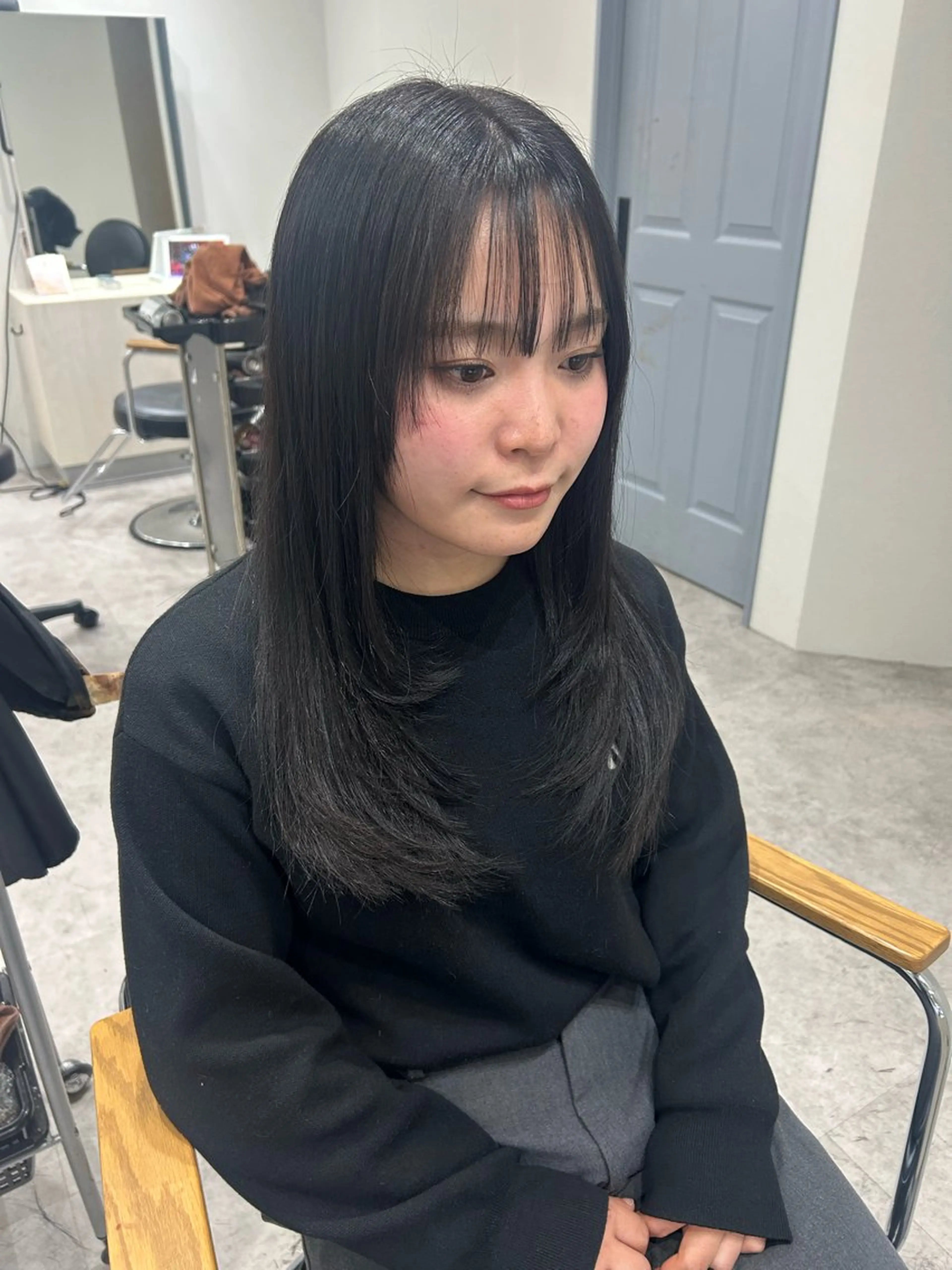 セミロング カラー ヘアアレンジ 黒髪 グレーブラック レイヤーカット ヘアカラー ボブ /ニュアンス/ satomi🧸💖のヘアスタイル