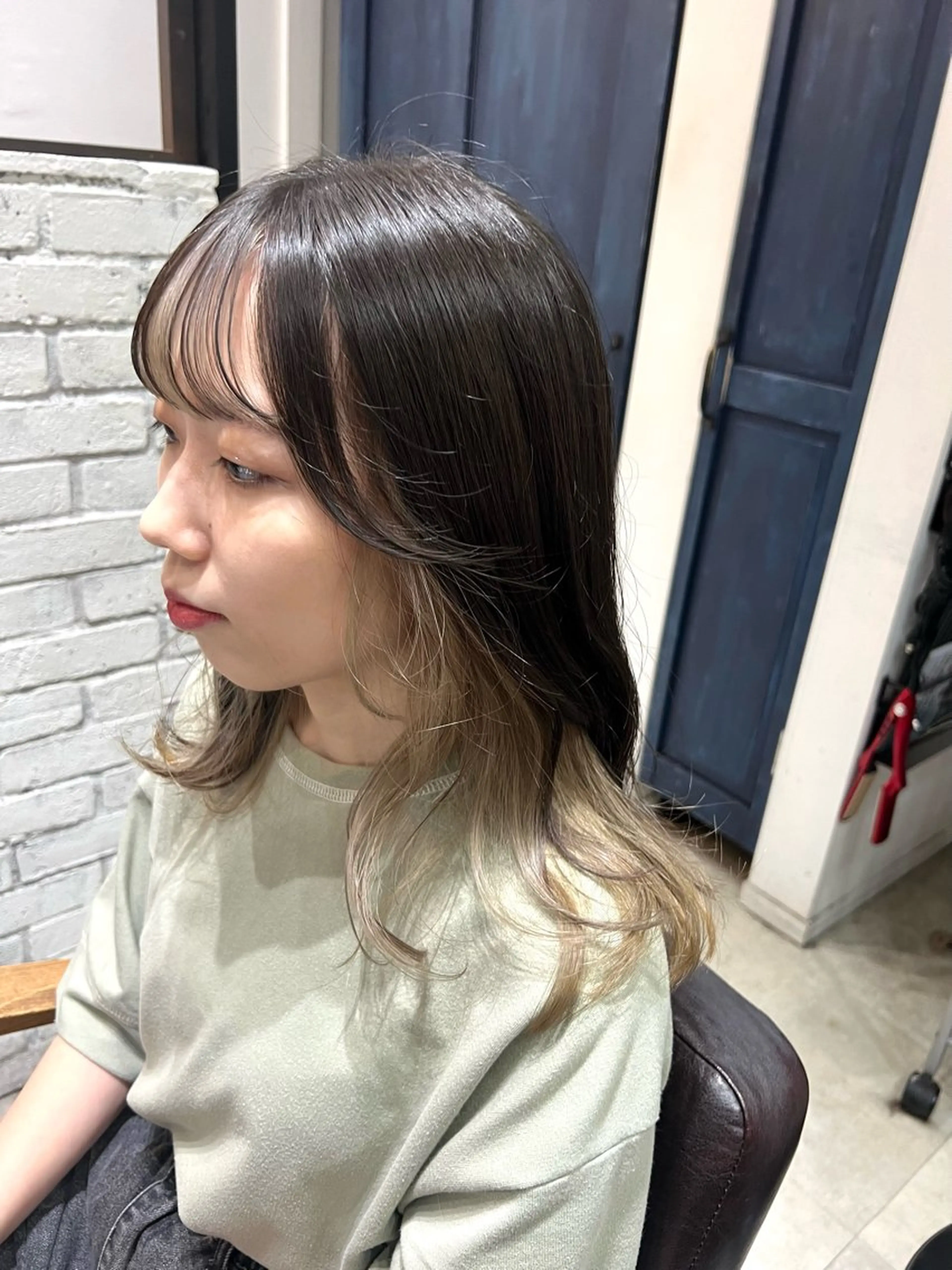 セミロング カラー ベージュカラー ブリーチ カット ヘアカラー 🌿ニュアンスヘア 🌿福田沙也加のヘアスタイル