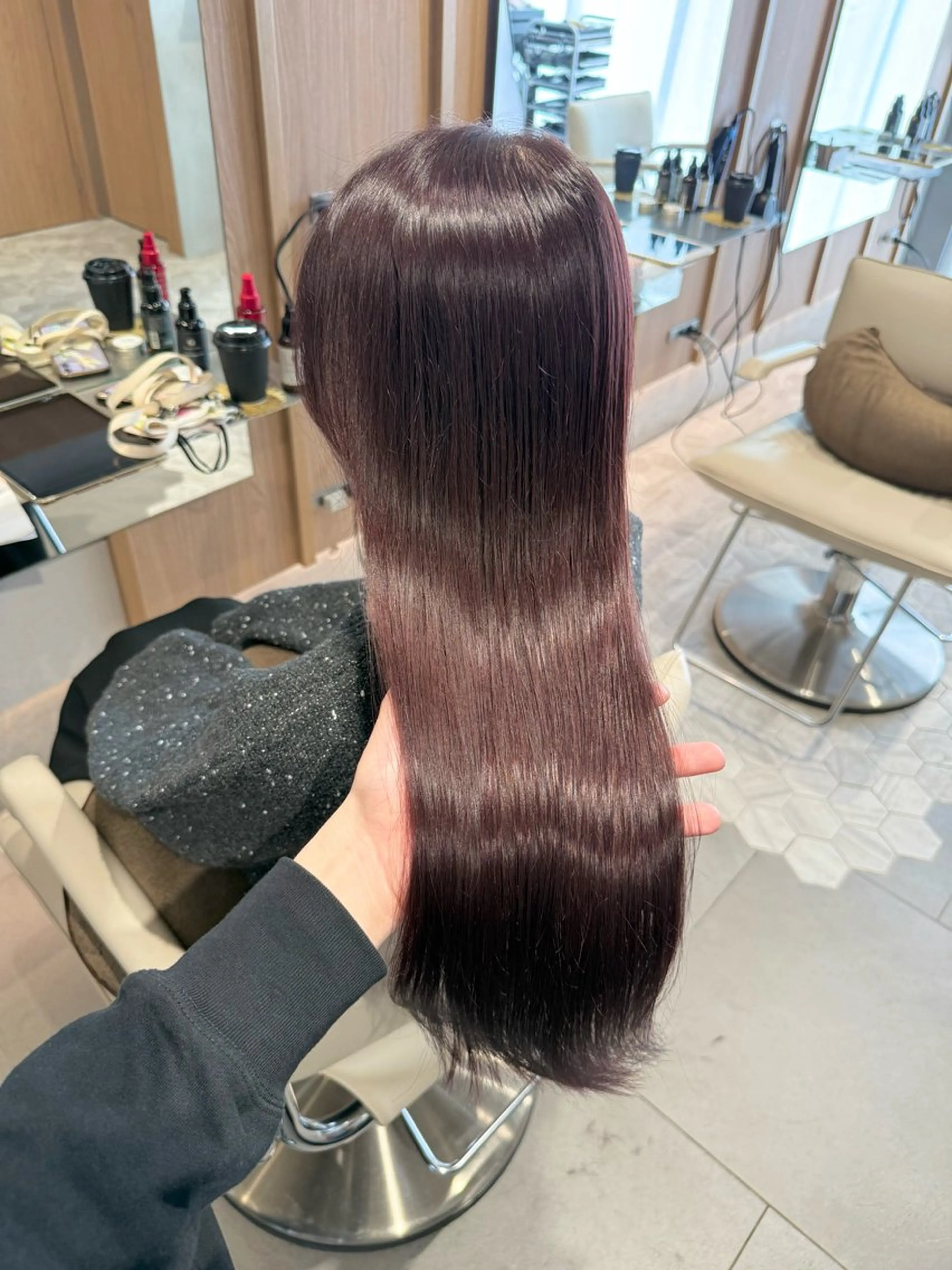 ロング ピンクブラウン ヘアカラー パーマ/レイヤー /店長/YURAのヘアスタイル