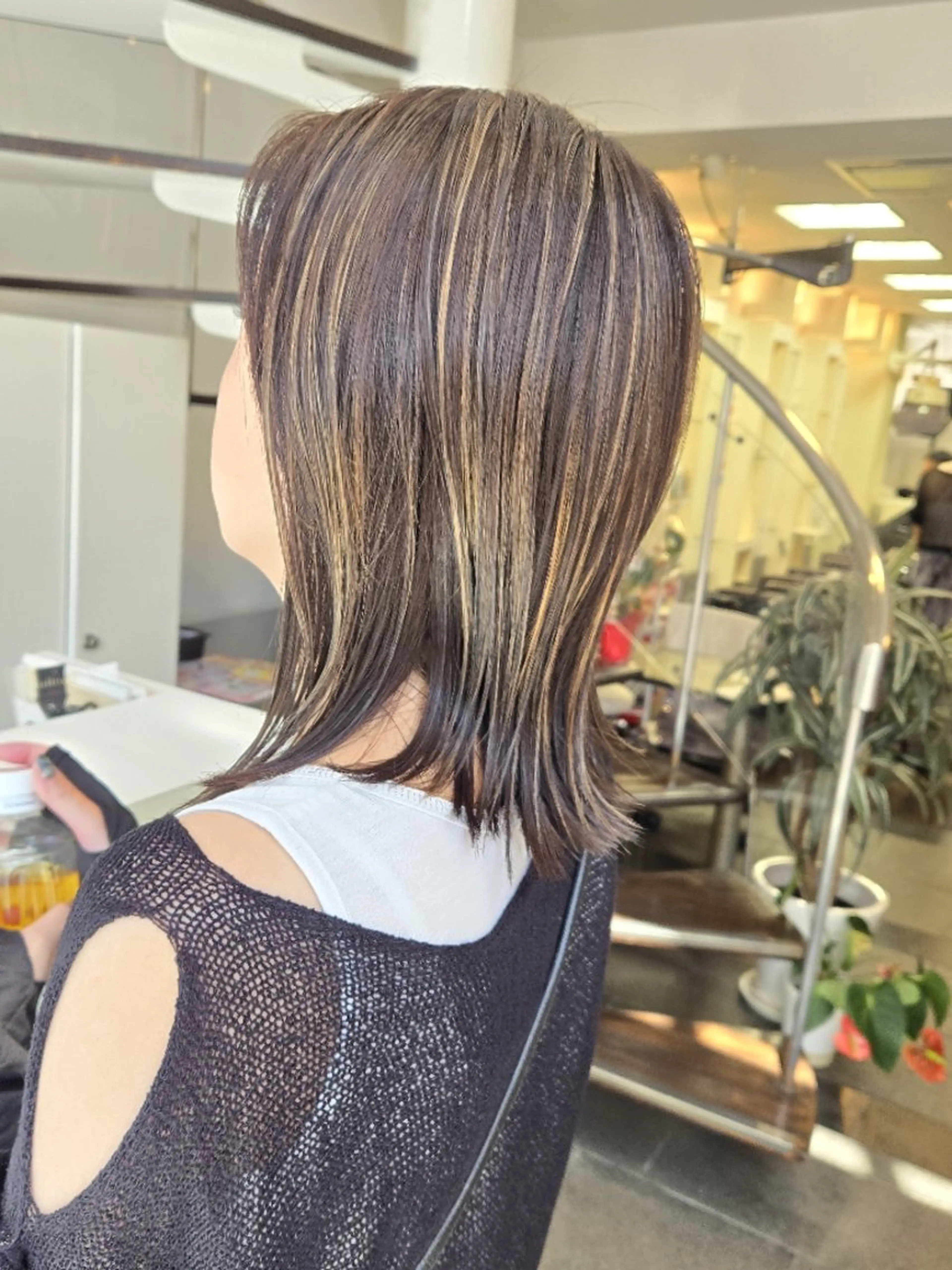 ミディアム カラー ベージュカラー ハイライトカラー ハイライト ヘアカラー 遠藤 史秋のヘアスタイル