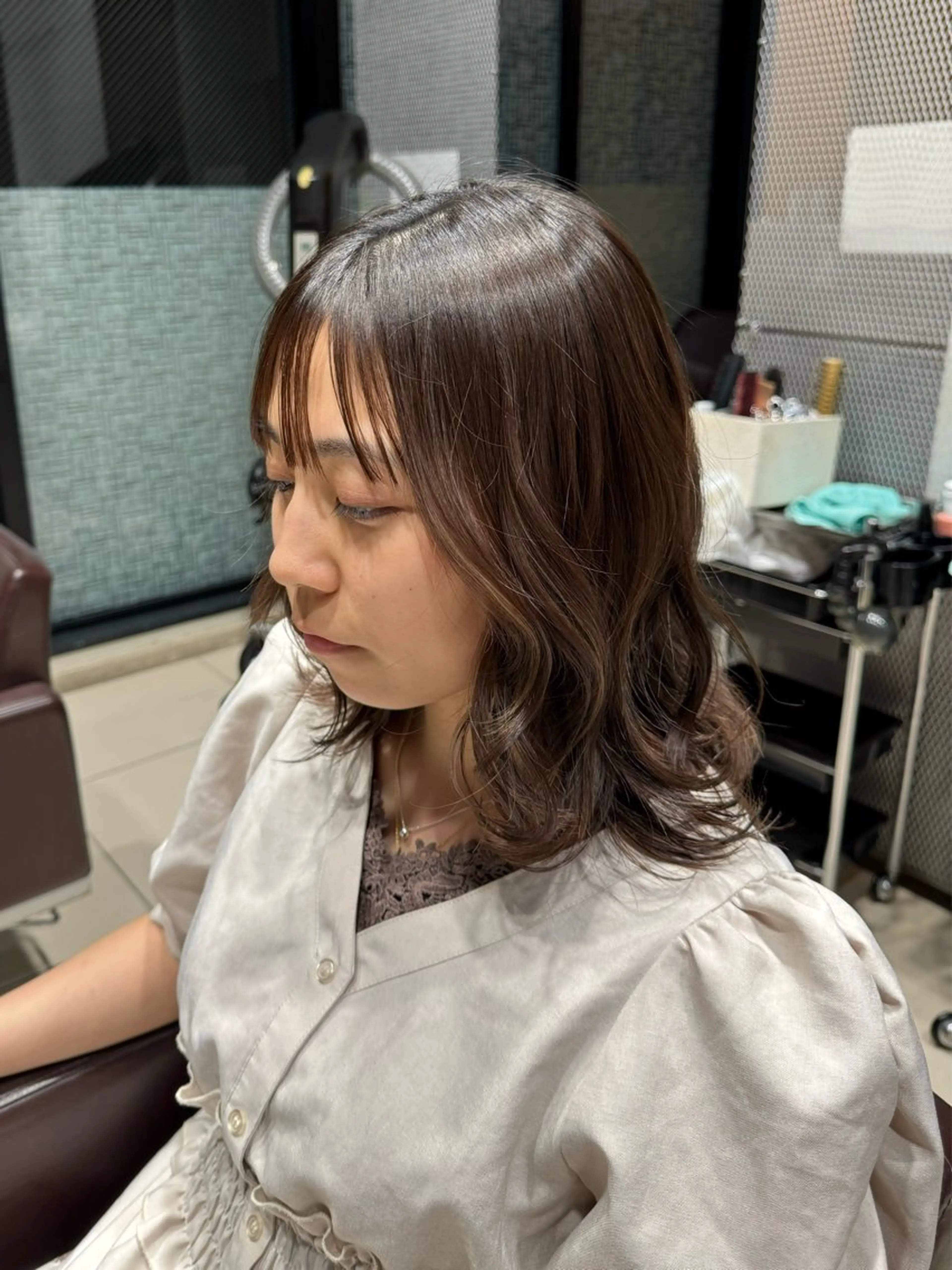 セミロング カット ヘアカラー トリートメント フルノコウキ/新宿/ レイヤーボブ/韓国風のヘアスタイル