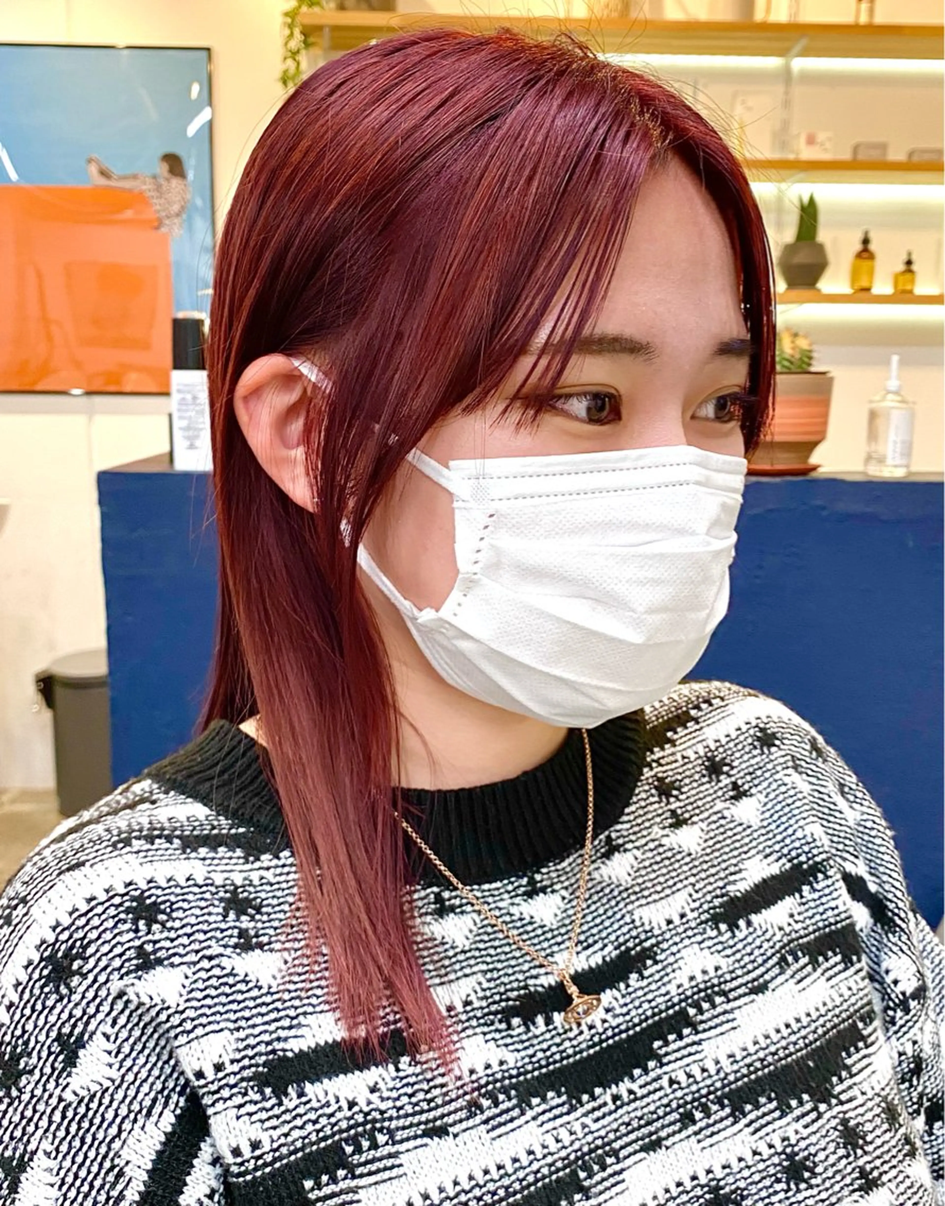 セミロング カラー レッドカラー ヘアカラー 暖色カラー/天神/ ヘイマサクラのヘアスタイル