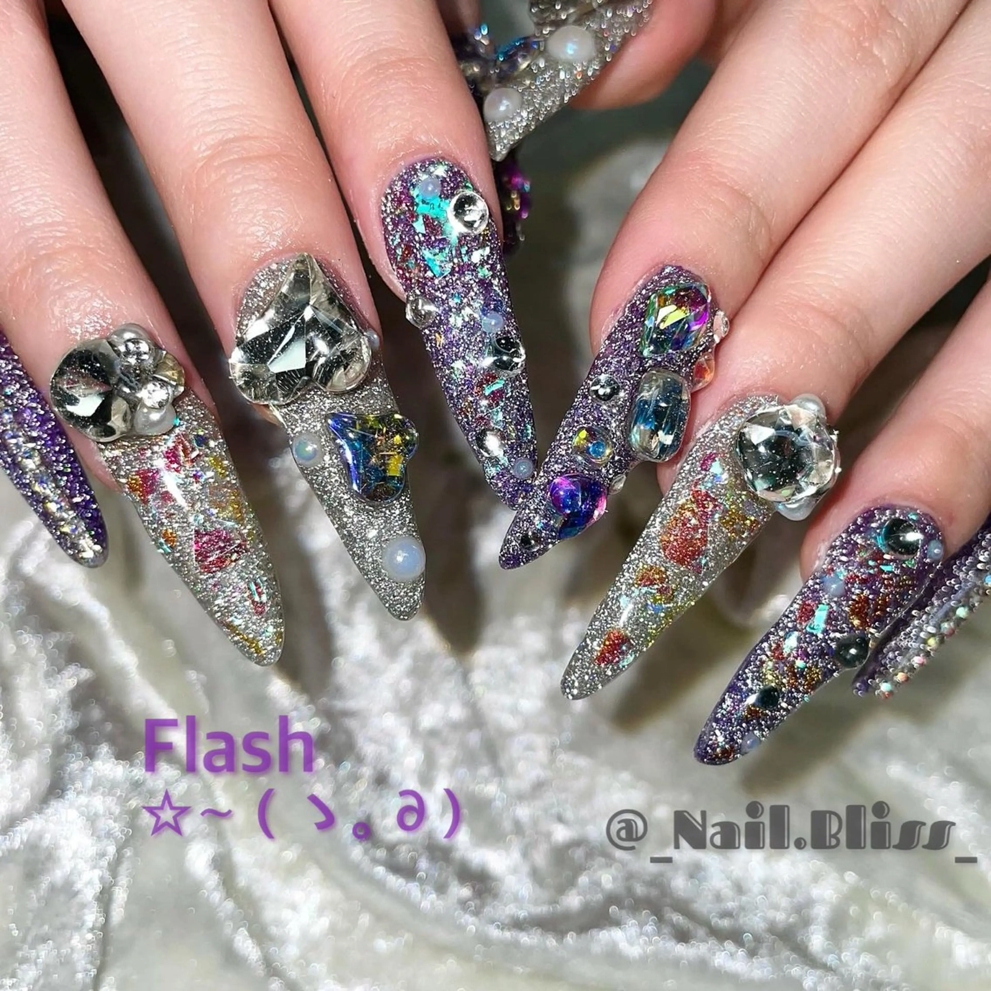 ネイル フラッシュネイル 持ち込み ハンドネイル NAIL BLISSのネイルデザイン