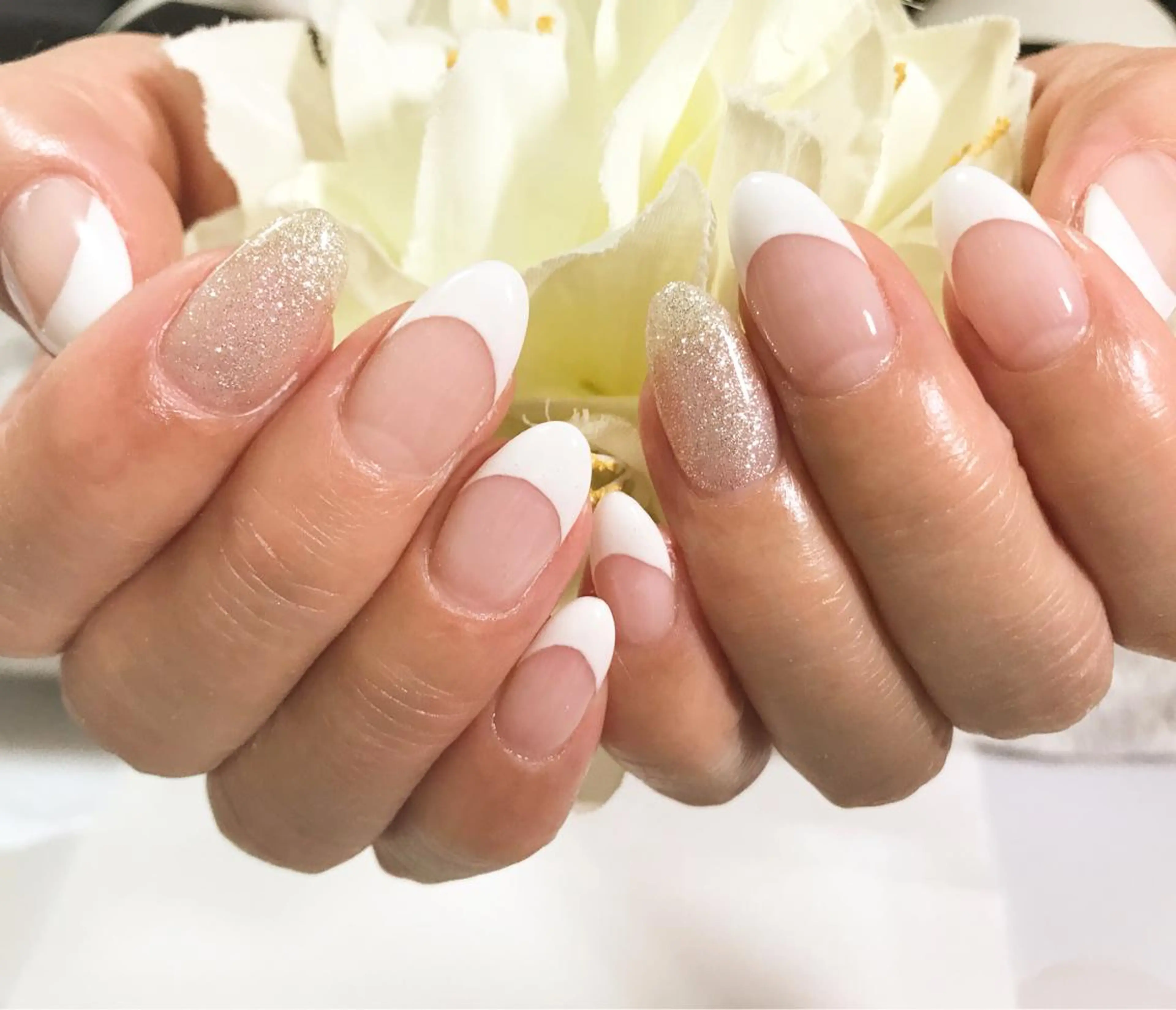 ネイル フットネイル フレンチネイル シンプルネイル 春ネイル ホワイト ネイル フフラ所属・nail fufla ♡yamane♡のネイルデザイン
