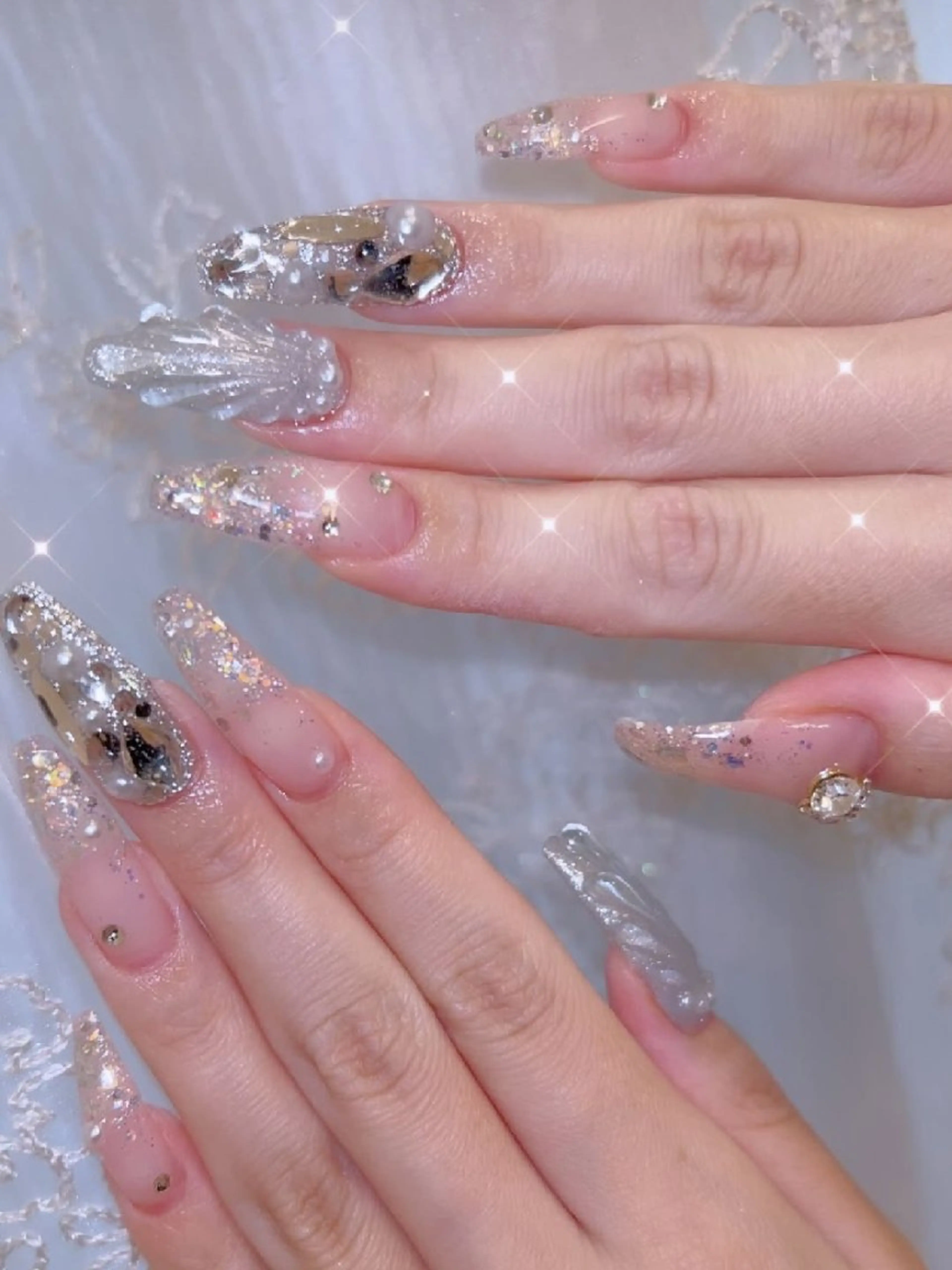 ネイル 長さ出し ジェルネイル 韓国ネイル マグネットネイル ニュアンスネイル ハンドネイル I LOVE ME NAIL.｡.:*♡のネイルデザイン