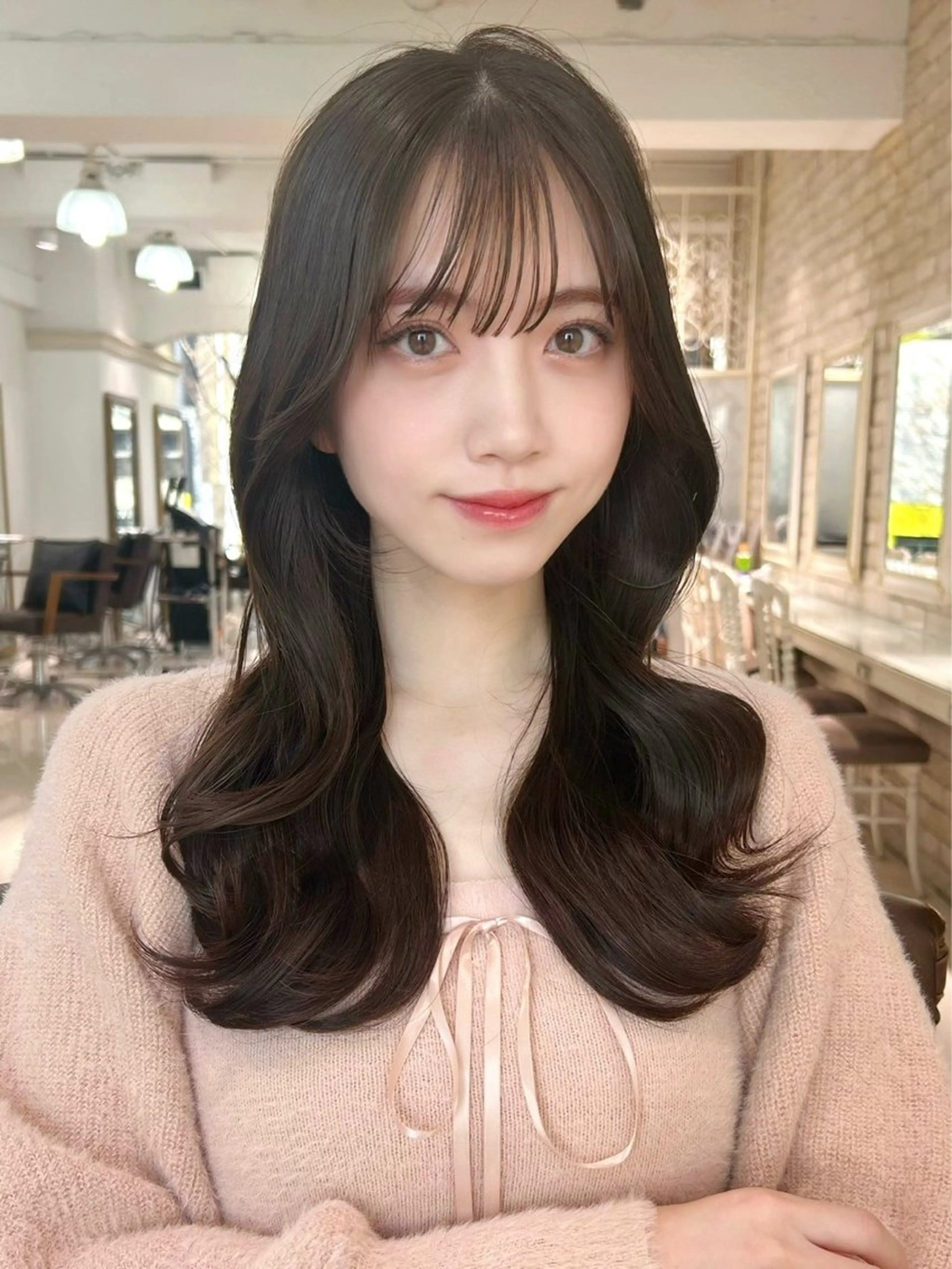 ロング カラー カット ヘアカラー ﾊﾙｶ🎀縮毛矯正 💎韓国風マツエクのヘアスタイル