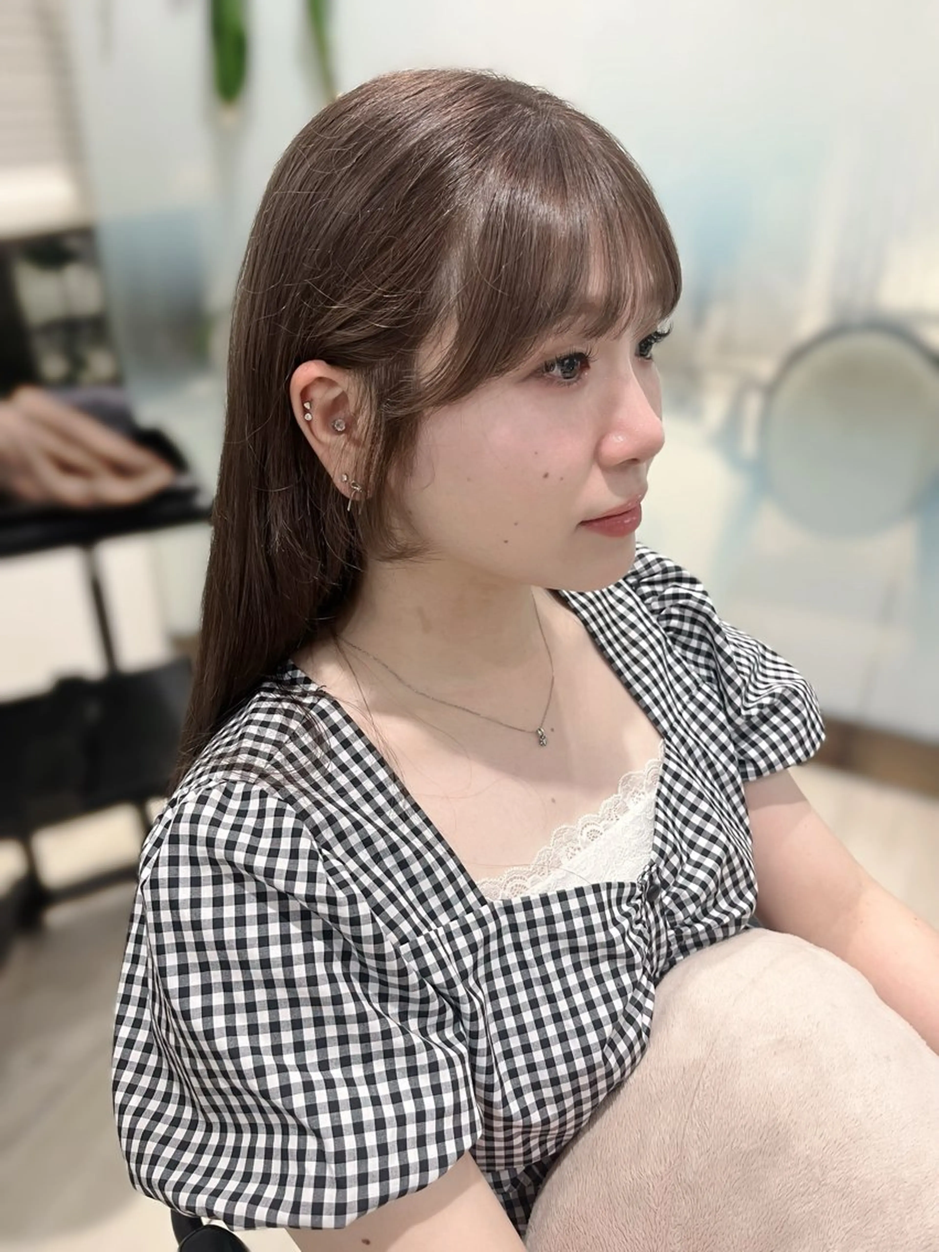 ロング ボブ 顔周りカット レイヤーカット RENA 大人ガーリー🎀のヘアスタイル