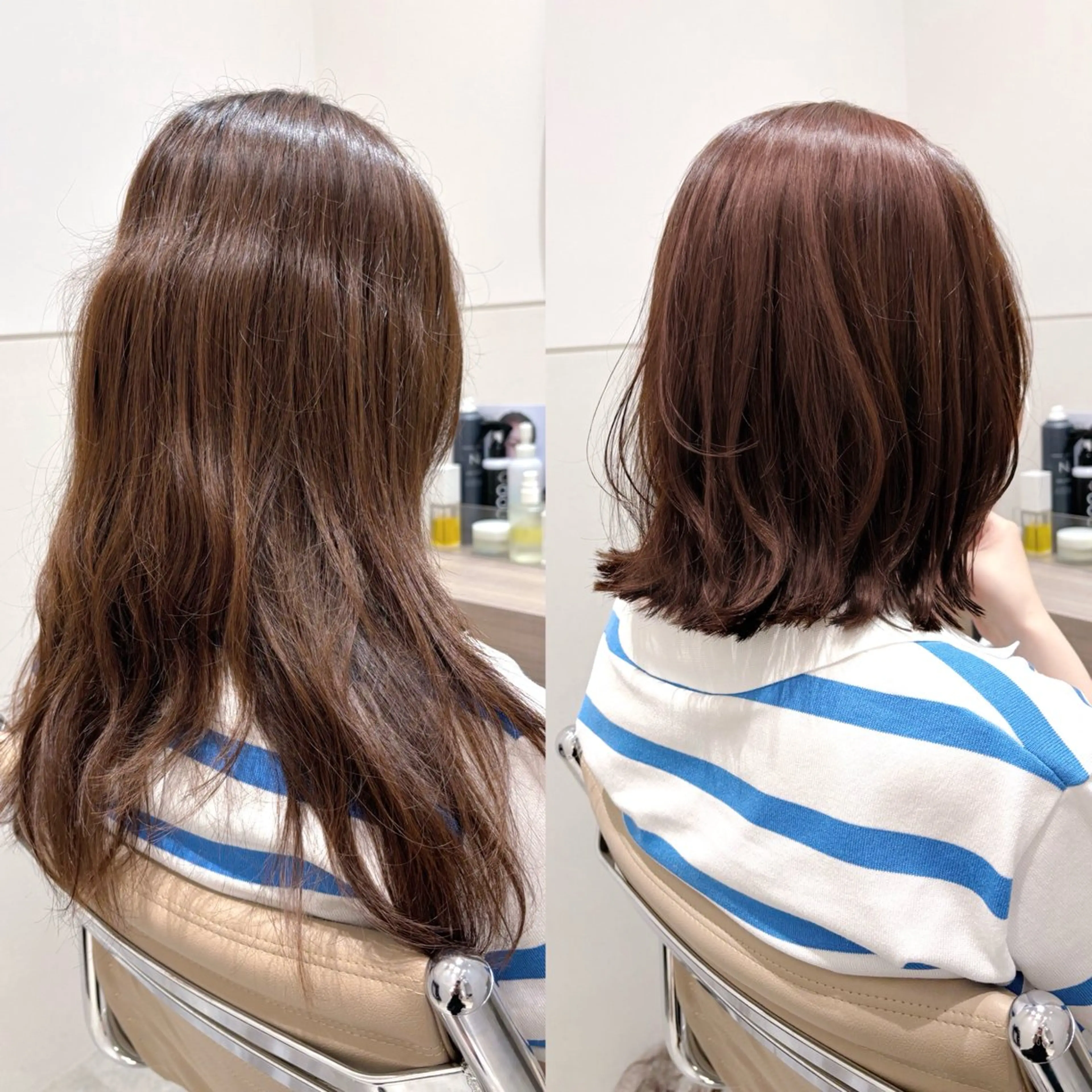 ショート カラー ブラウンカラー ピンクカラー ピンクブラウン レイヤーカット カット ヘアカラー ベージュ/暖色カラー /ボブ/ミカのヘアスタイル