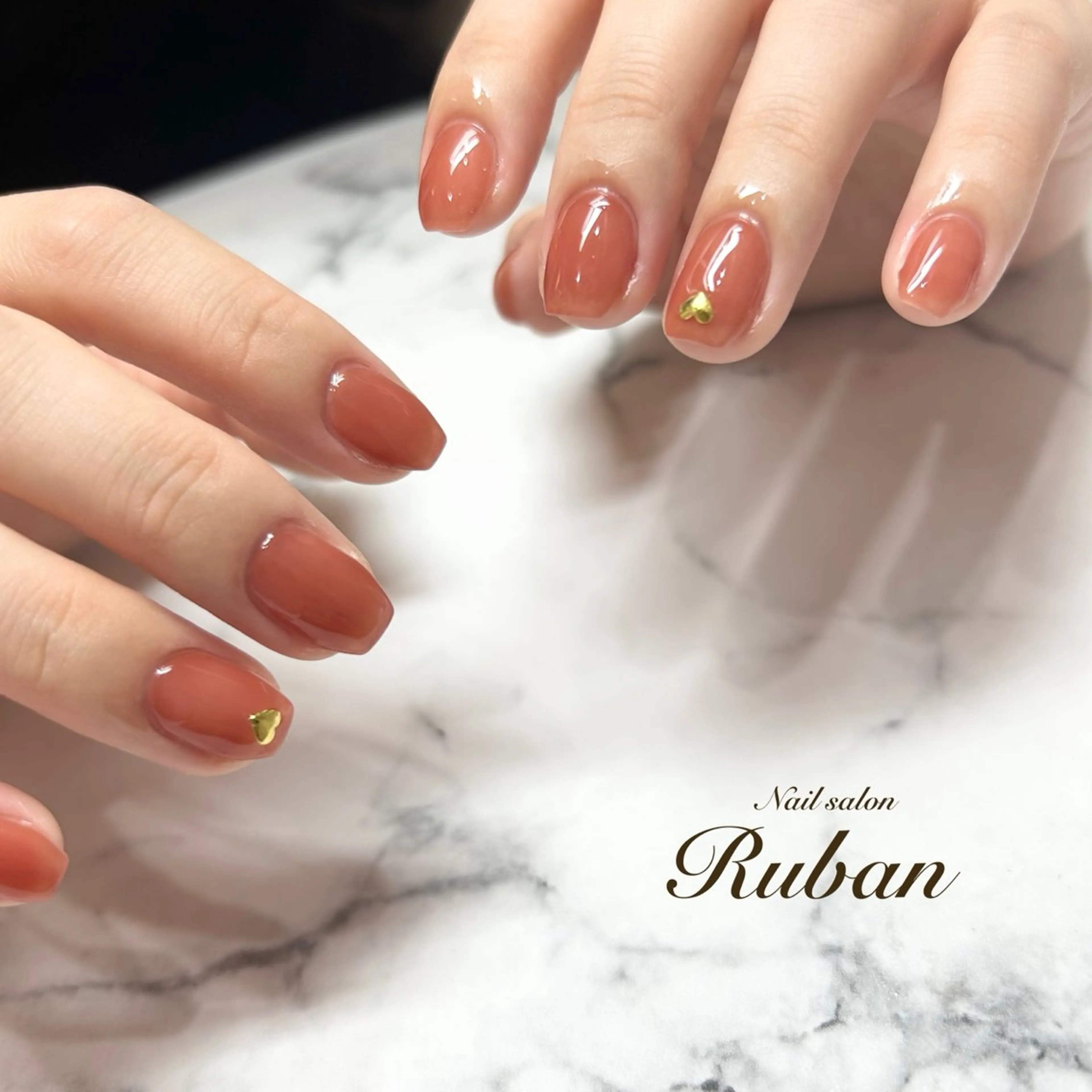 ネイル ハート ワンカラーネイル Nail salon Ruban所属・Nail salon Rubanのネイルデザイン