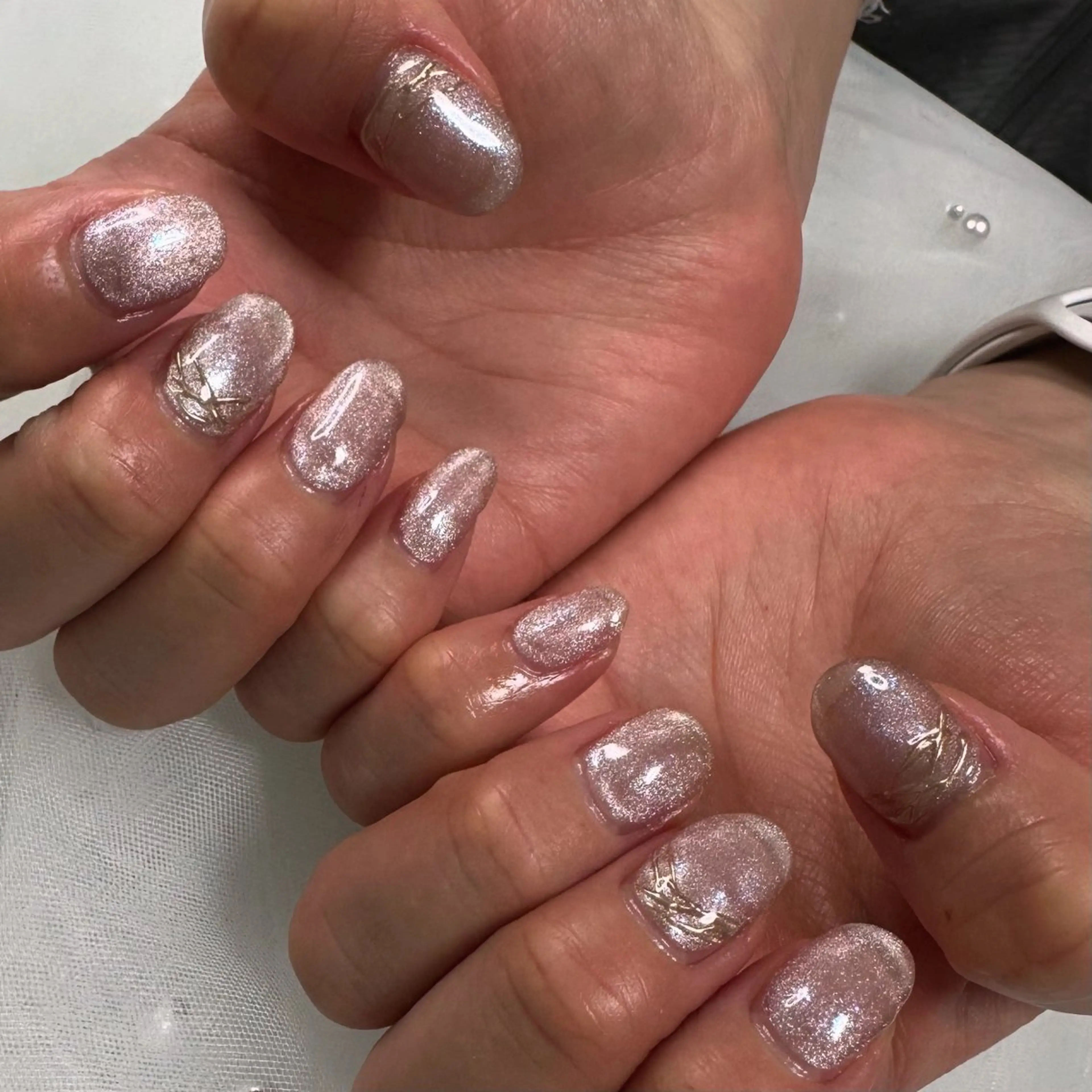 ネイル 氷ネイル・うるうるネイル ミラーネイル PON nailのネイルデザイン