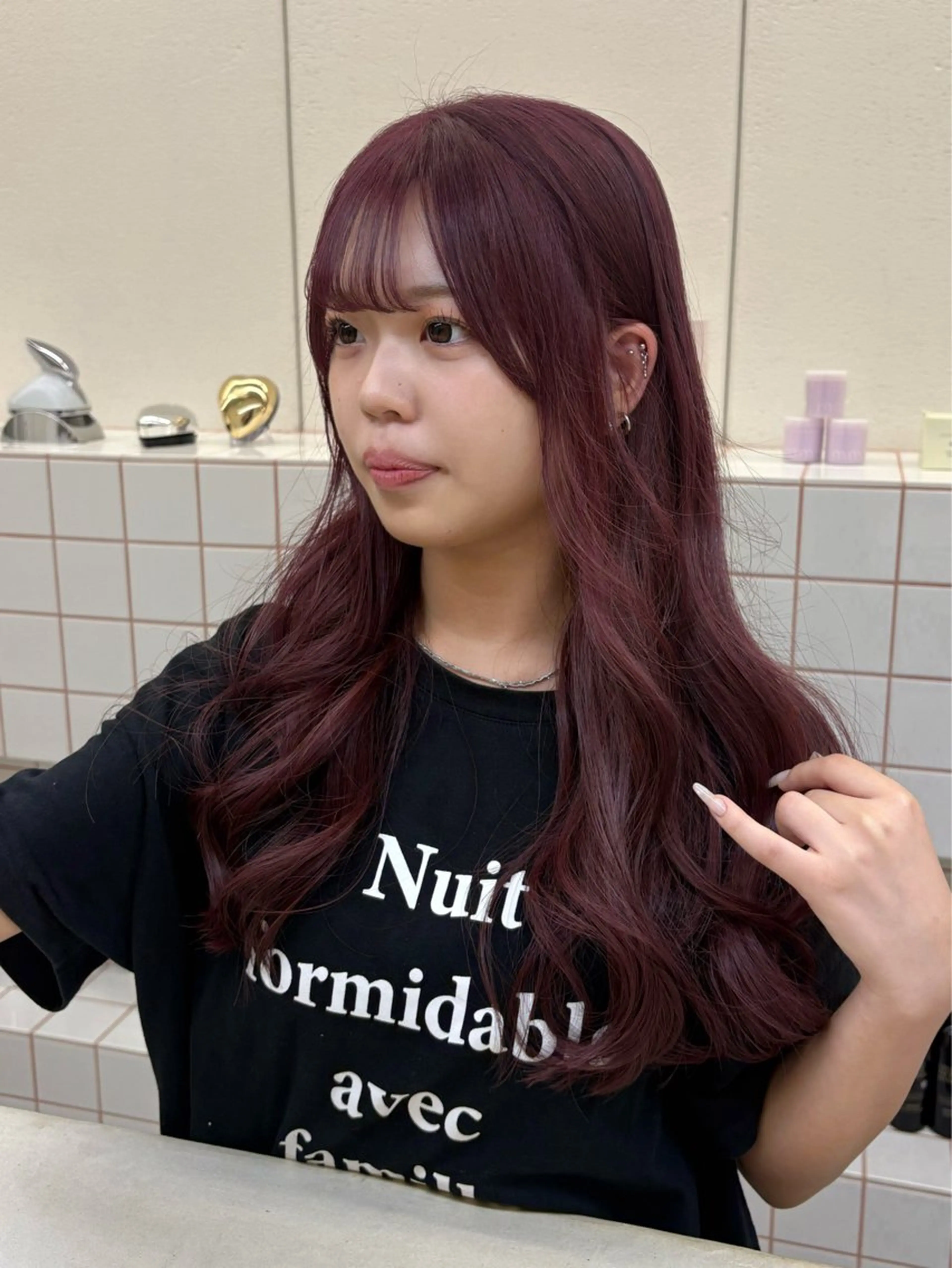 ロング カラー ラベンダーカラー カット ヘアカラー トリートメント NIKO/名古屋/ 伏見/花屋併設のヘアスタイル