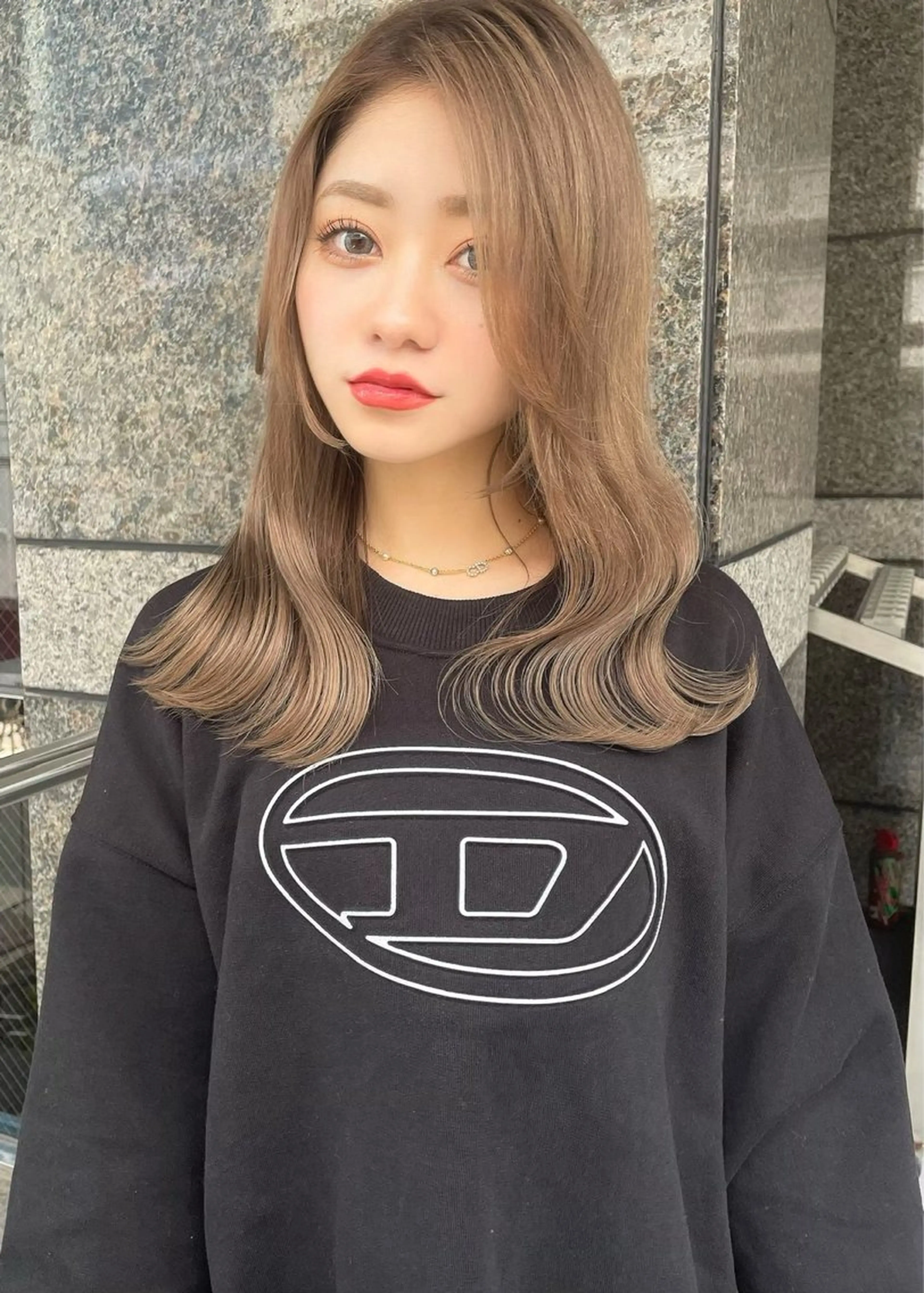 ミディアム カラー ヘアアレンジ ヘアカラー トリートメント ベージュ🎀 ふみかのヘアスタイル