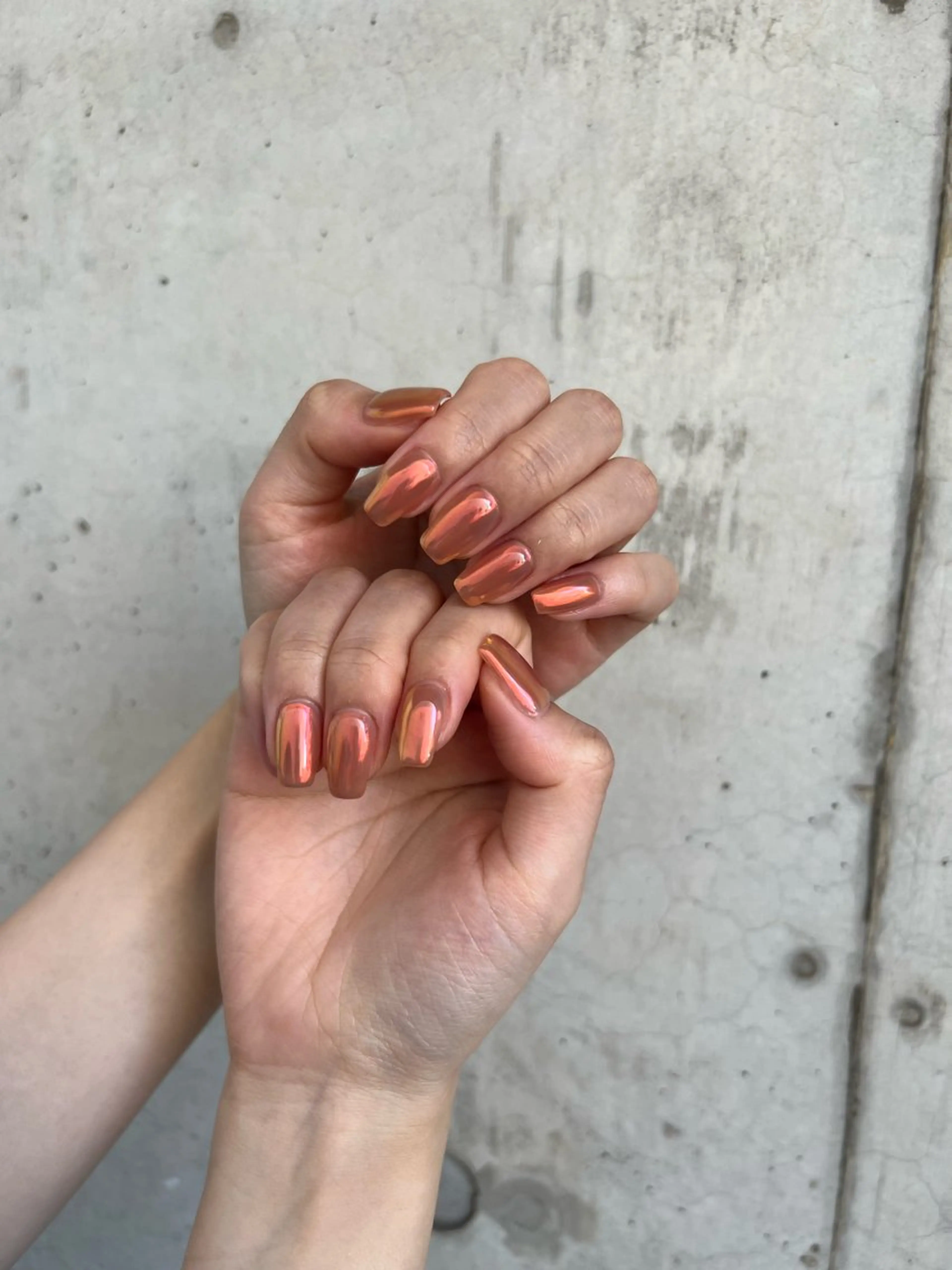 ネイル オーロラネイル ミラーネイル 持ち込み ニュアンスネイル オレンジ ハンドネイル ハンドケア Charme. NOBUKOのネイルデザイン