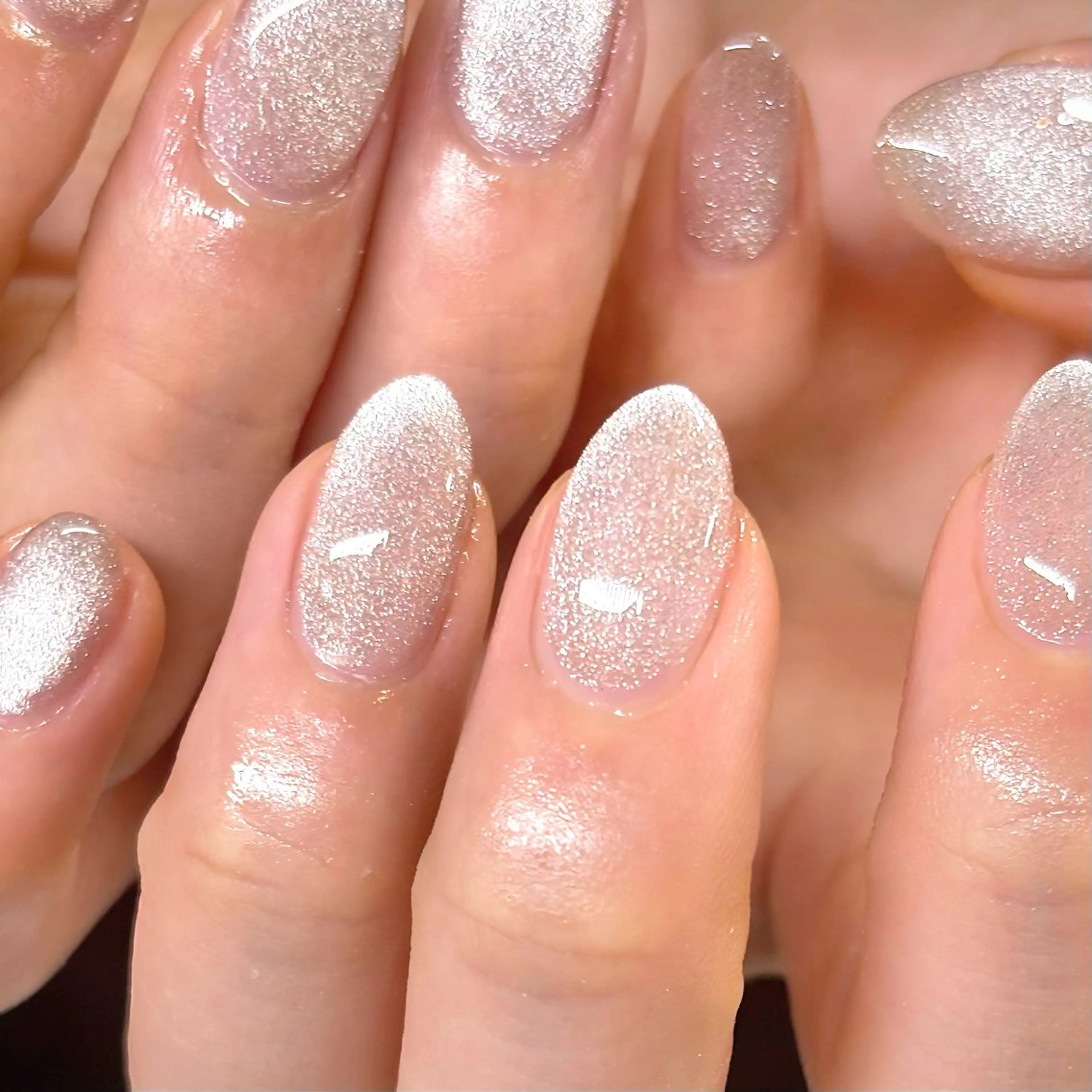 ネイル チークネイル 長さ出し ハート 水色 マグネットネイル ハンドネイル ハンドケア 🫧OPELIA NAIL渋谷🫧のネイルデザイン