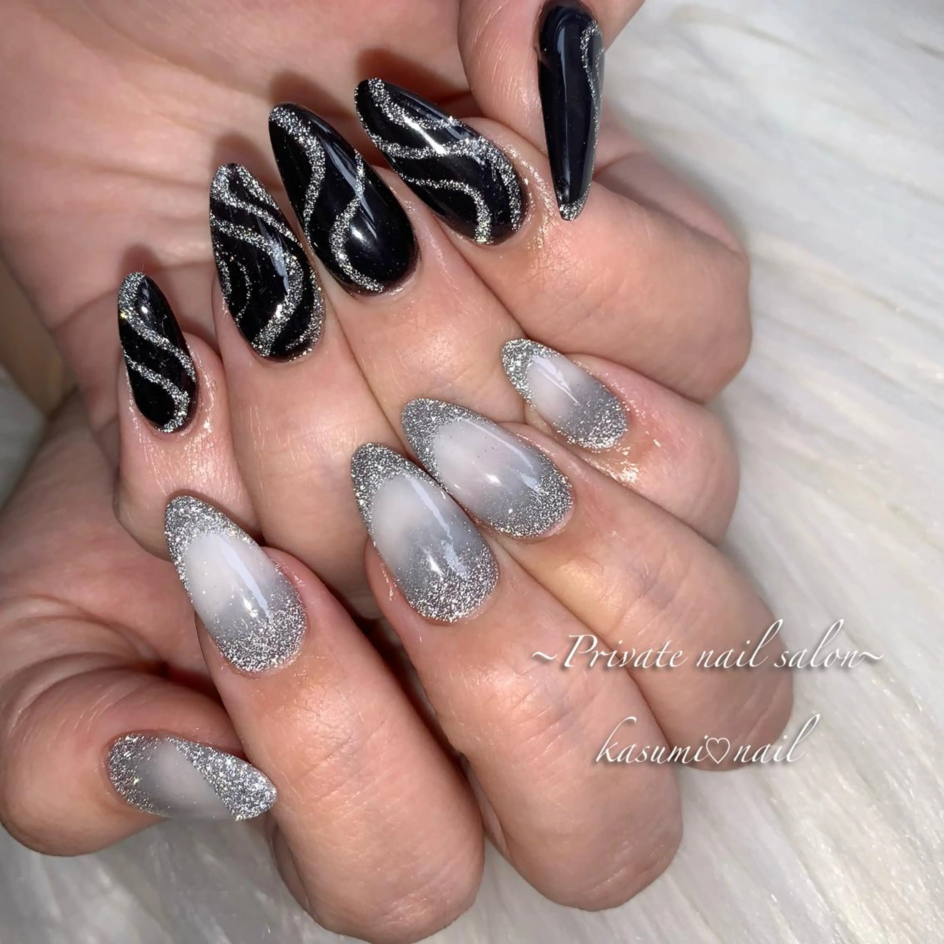 ネイル アートネイル ラメ(グリッター) マグネットネイル ミラーネイル 持ち込み KASUMI♡ Nailのネイルデザイン