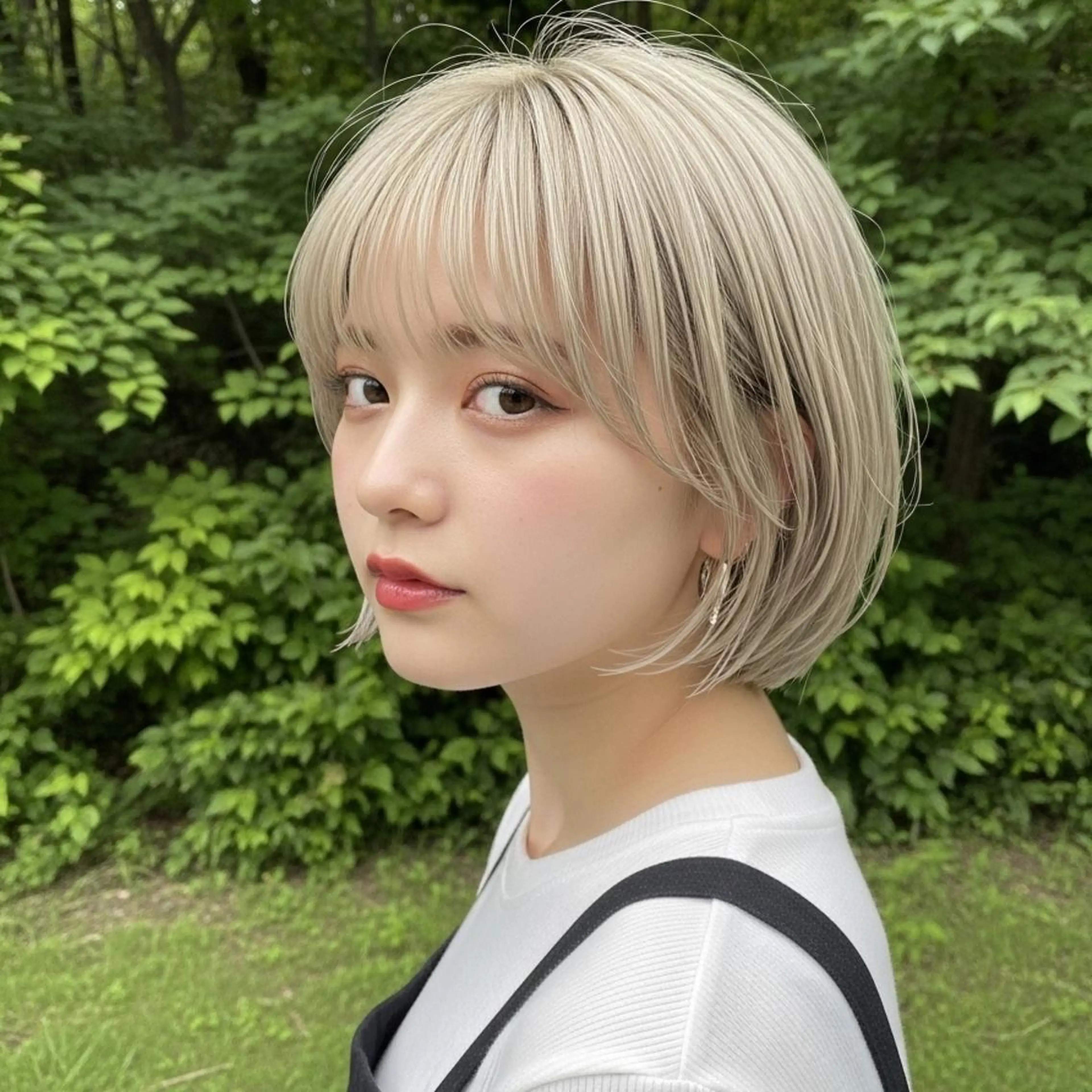 ショート カラー ショートボブ ブリーチ 透明感カラー ハイトーンカラー ボブ カット ヘアカラー トリートメント Halo/長居美容室 ショート/ROKIのヘアスタイル