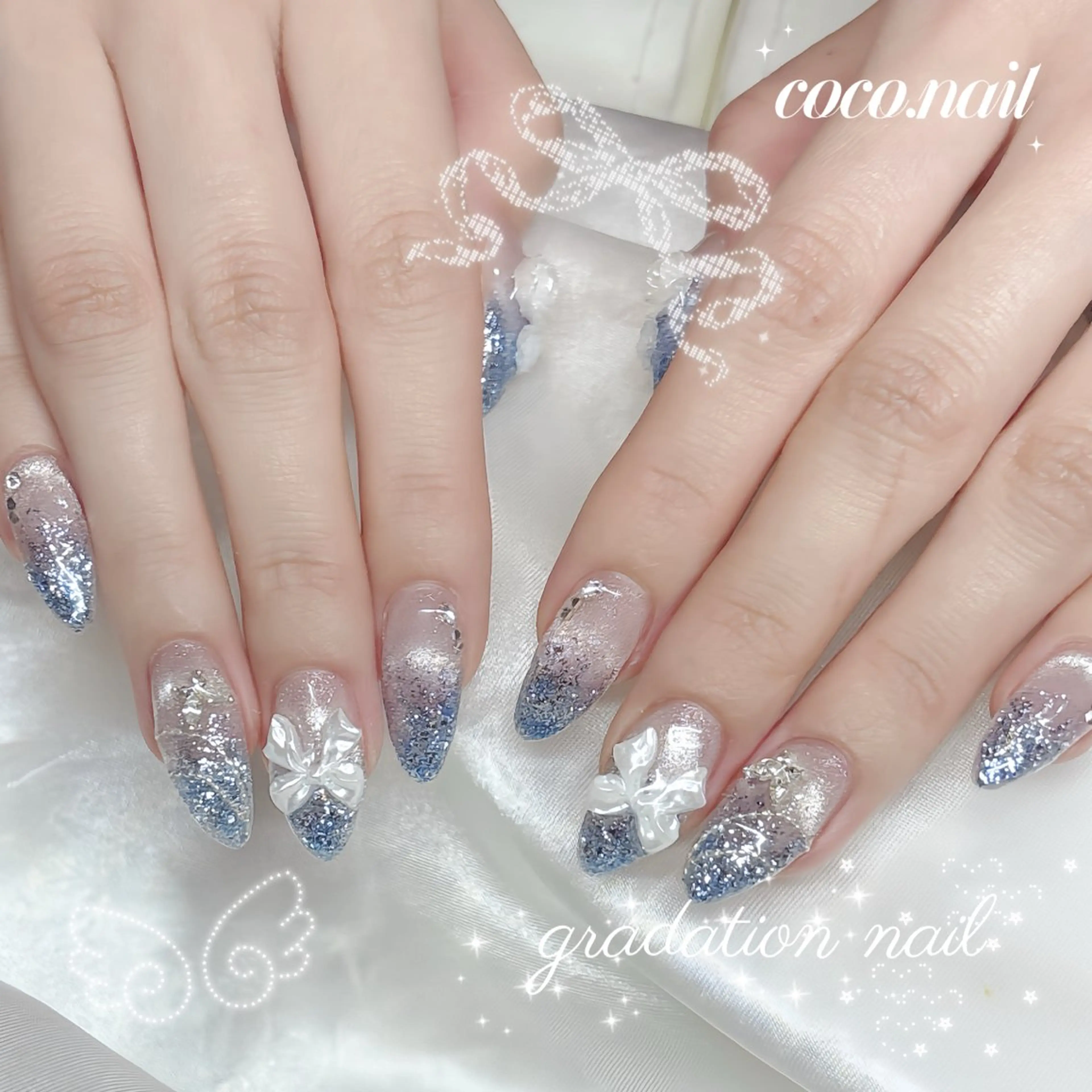 ネイル アートネイル ラメ(グリッター) ラメグラデーション 持ち込み ハンドネイル coco.nail/ y2k/ワンホンのネイルデザイン