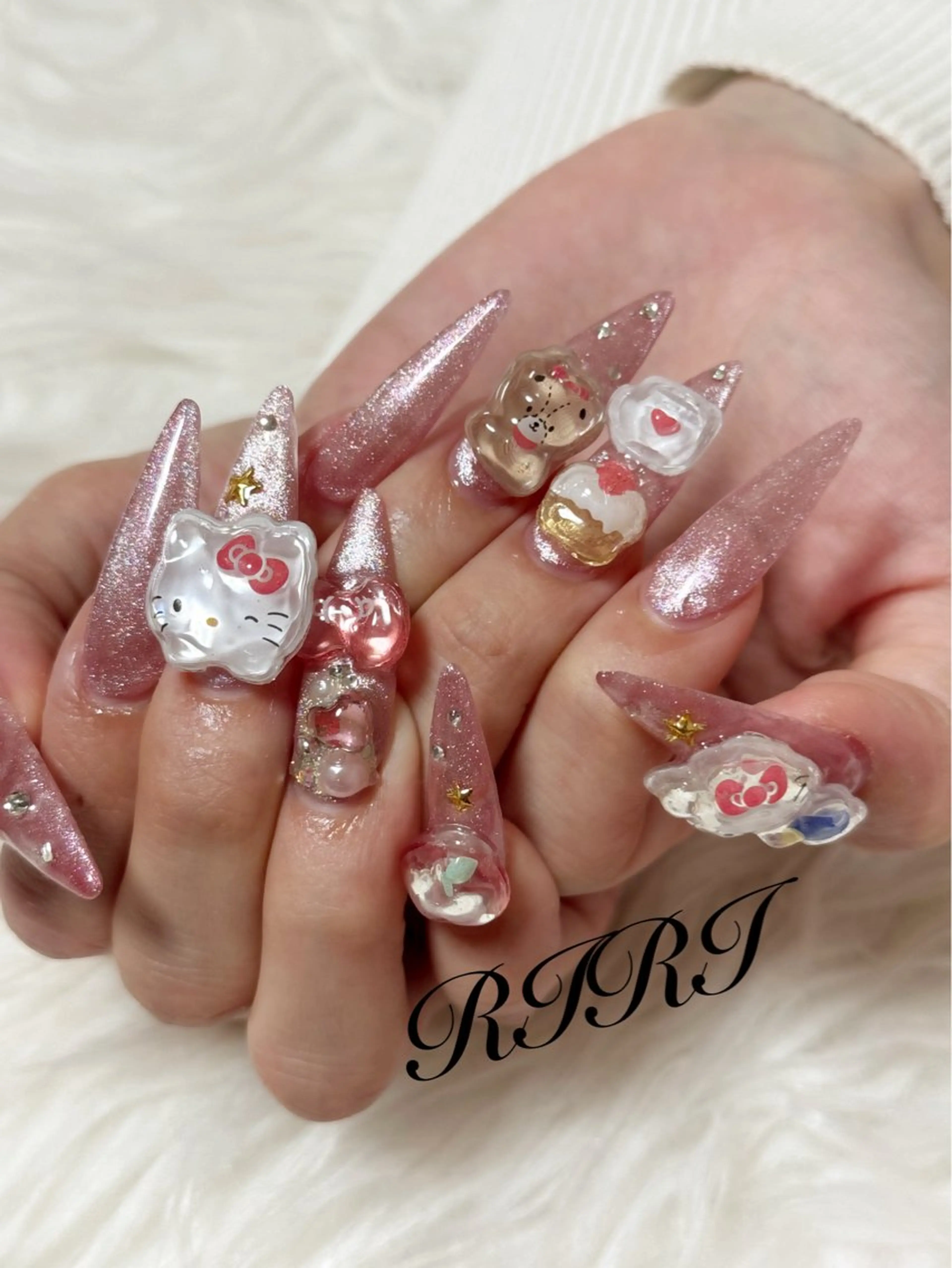 ネイル ジェルネイル ロングネイル スカルプネイル シンプルネイル 冬ネイル riri オーナーのネイルデザイン