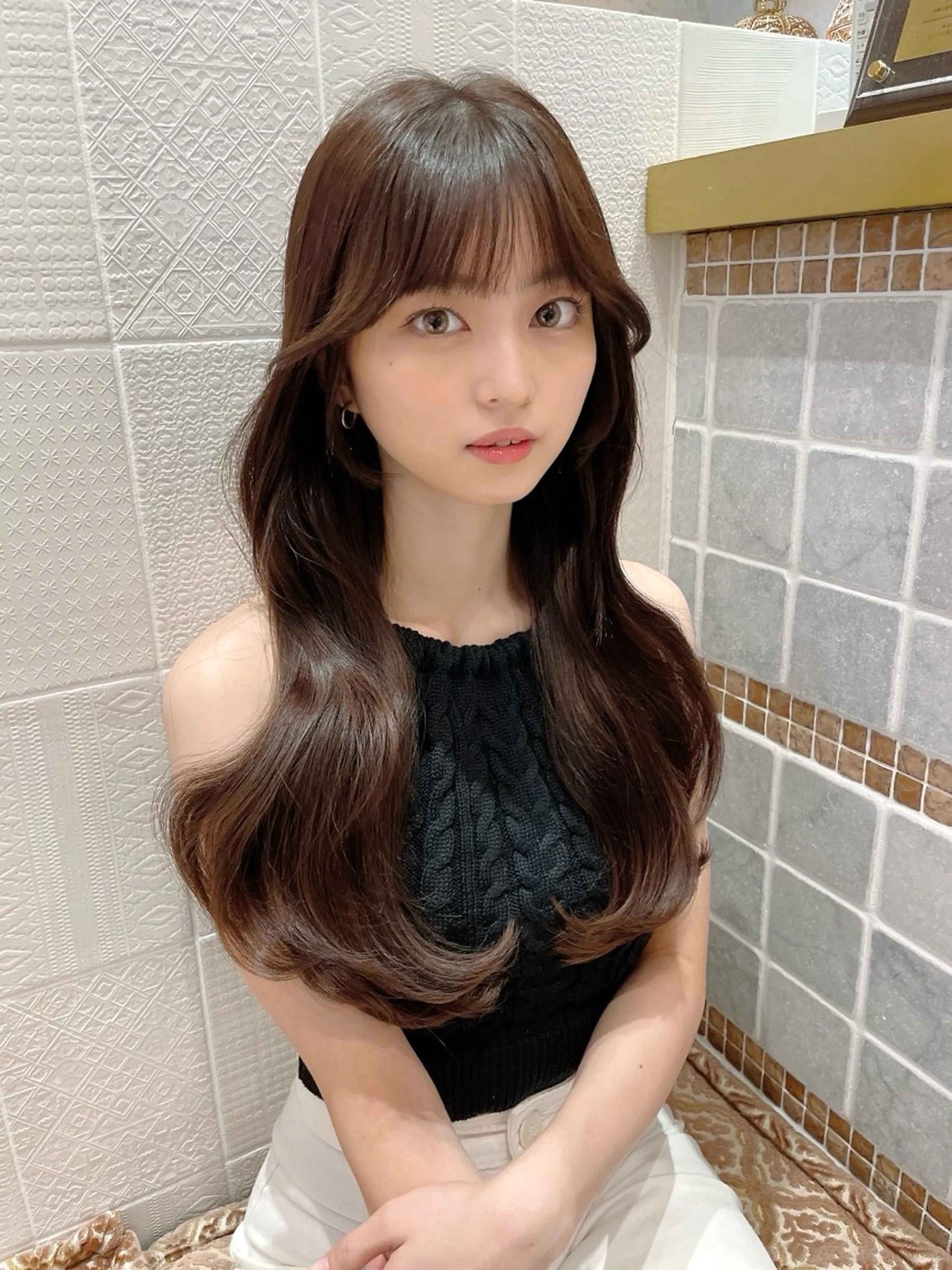 ロング くびれヘア 韓国風ヘア カット ヘアカラー トリートメント 🌷透明感カラー🌷 内田零菜のヘアスタイル