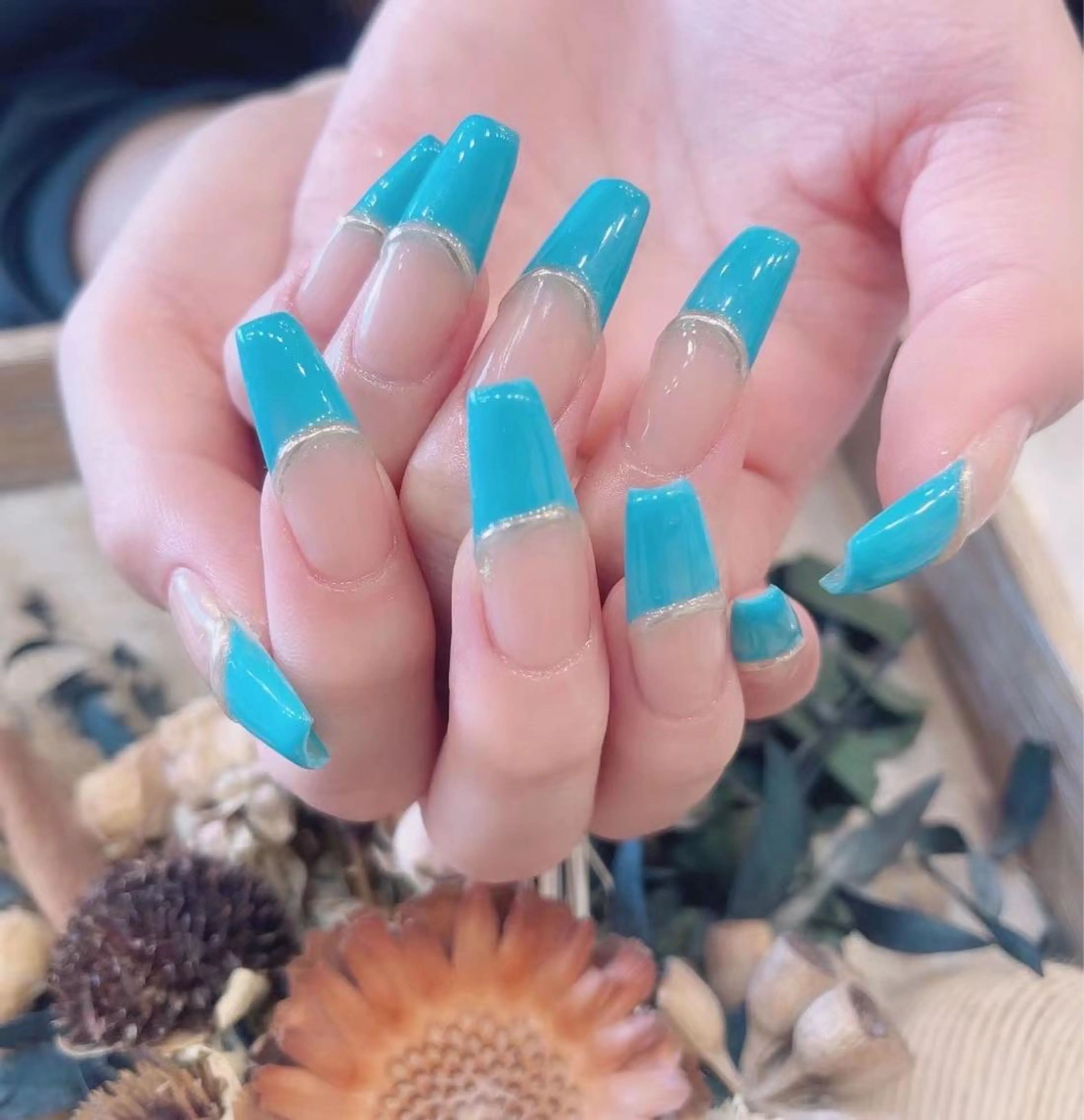 ネイル フレンチネイル グリーン Babarla Nailのネイルデザイン