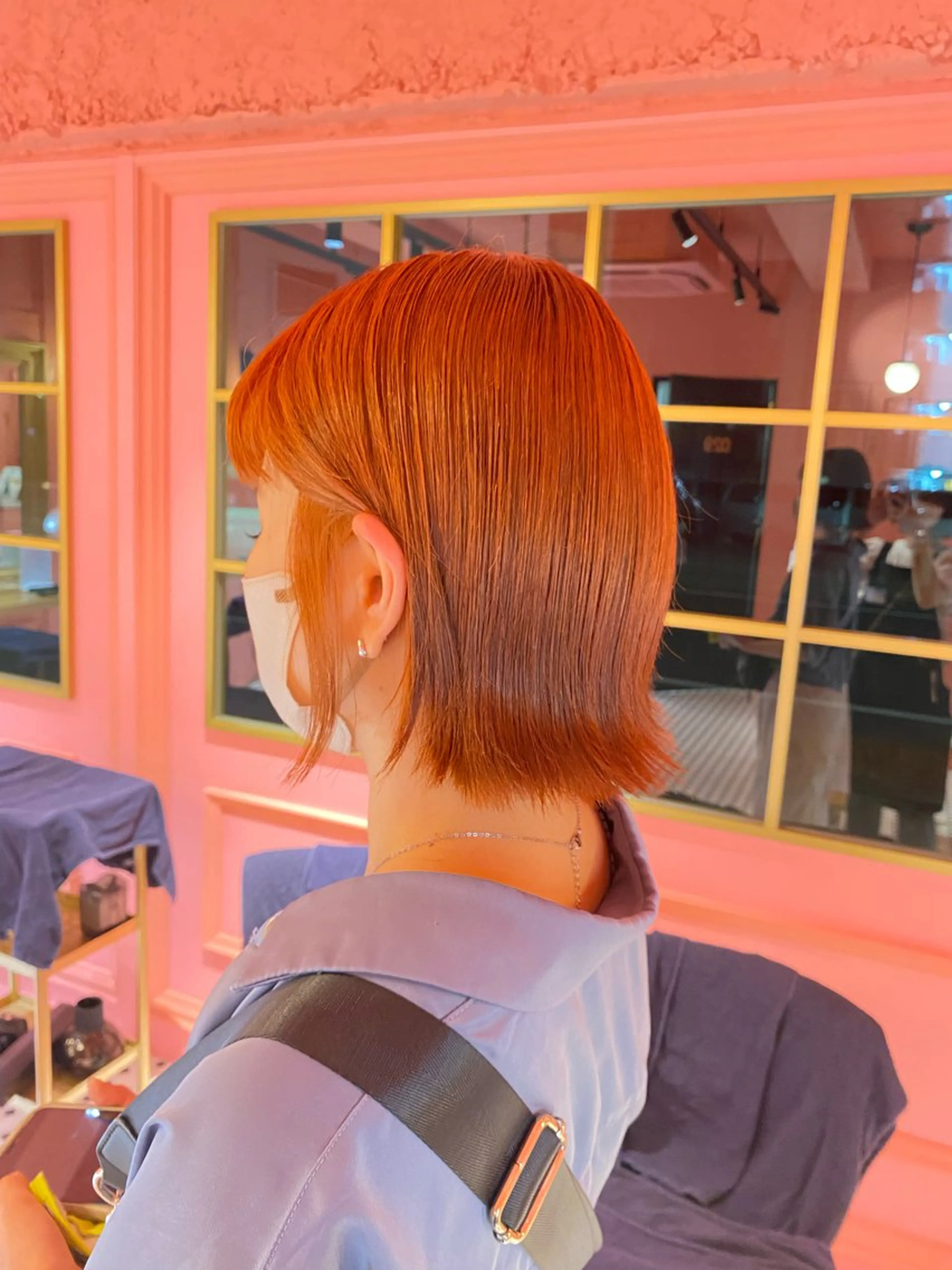 ミディアム カラー ベージュカラー オレンジ オレンジベージュ miyu ボブモデル募集中のヘアスタイル