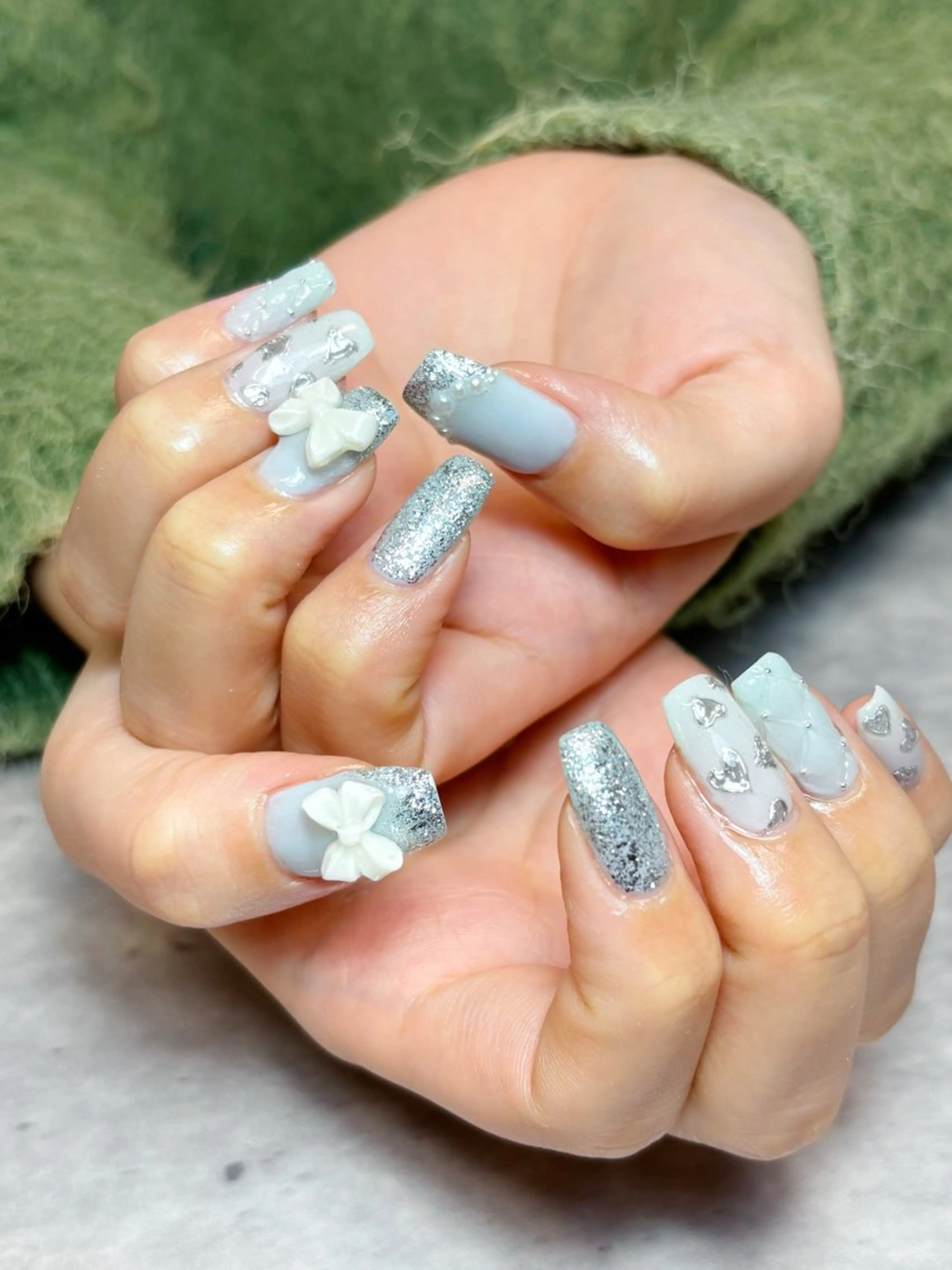 ネイル ブルー ハンドネイル nail salon epeのネイルデザイン