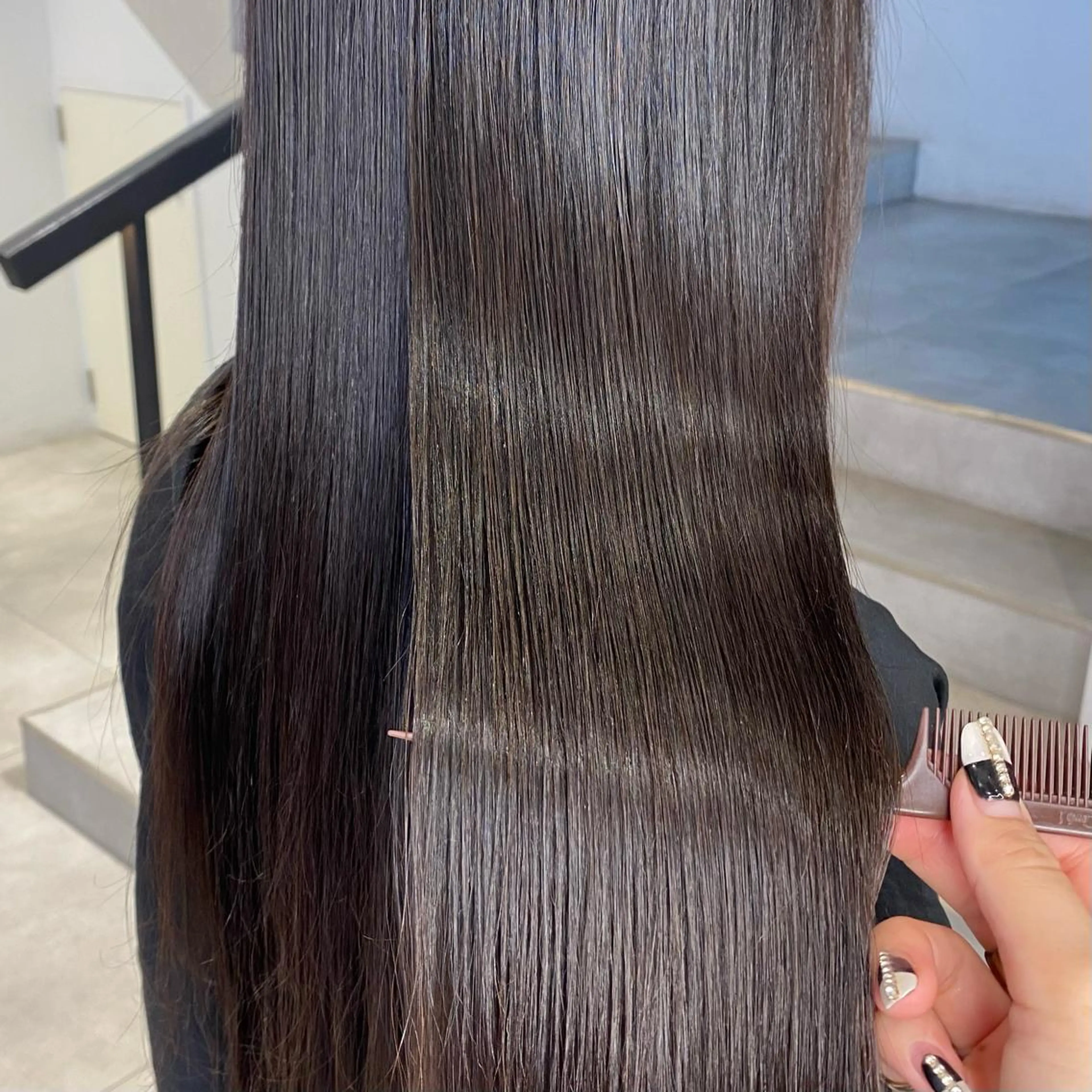 ロング カラー 酸性ストレート・ メンズ 三原 楊子のヘアスタイル