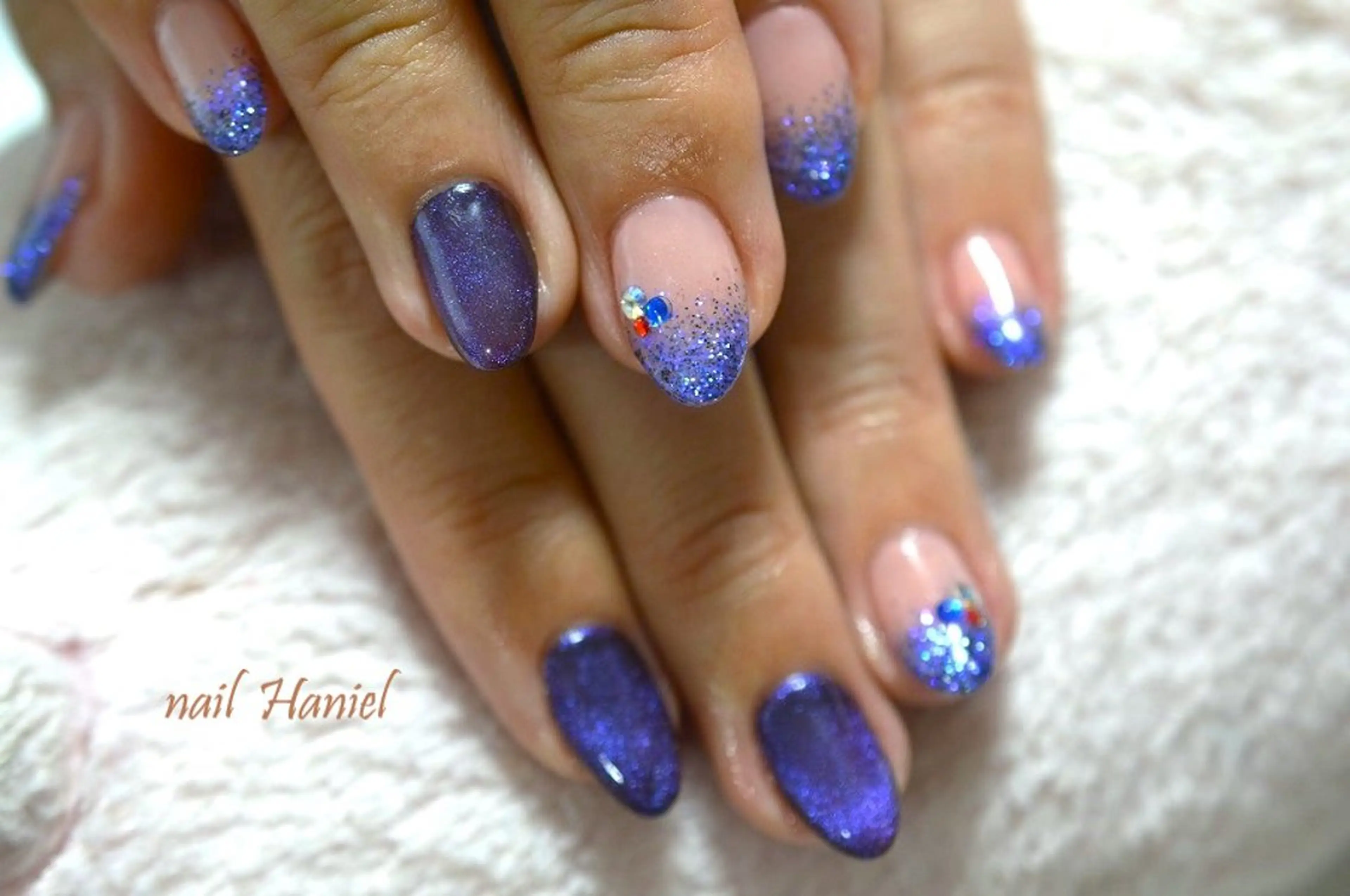 ネイル アートネイル ジェルネイル グラデーション マグネットネイル パラジェル nail Haniel所属・半蔵門サロンハニエル 魅神 ちよのネイルデザイン