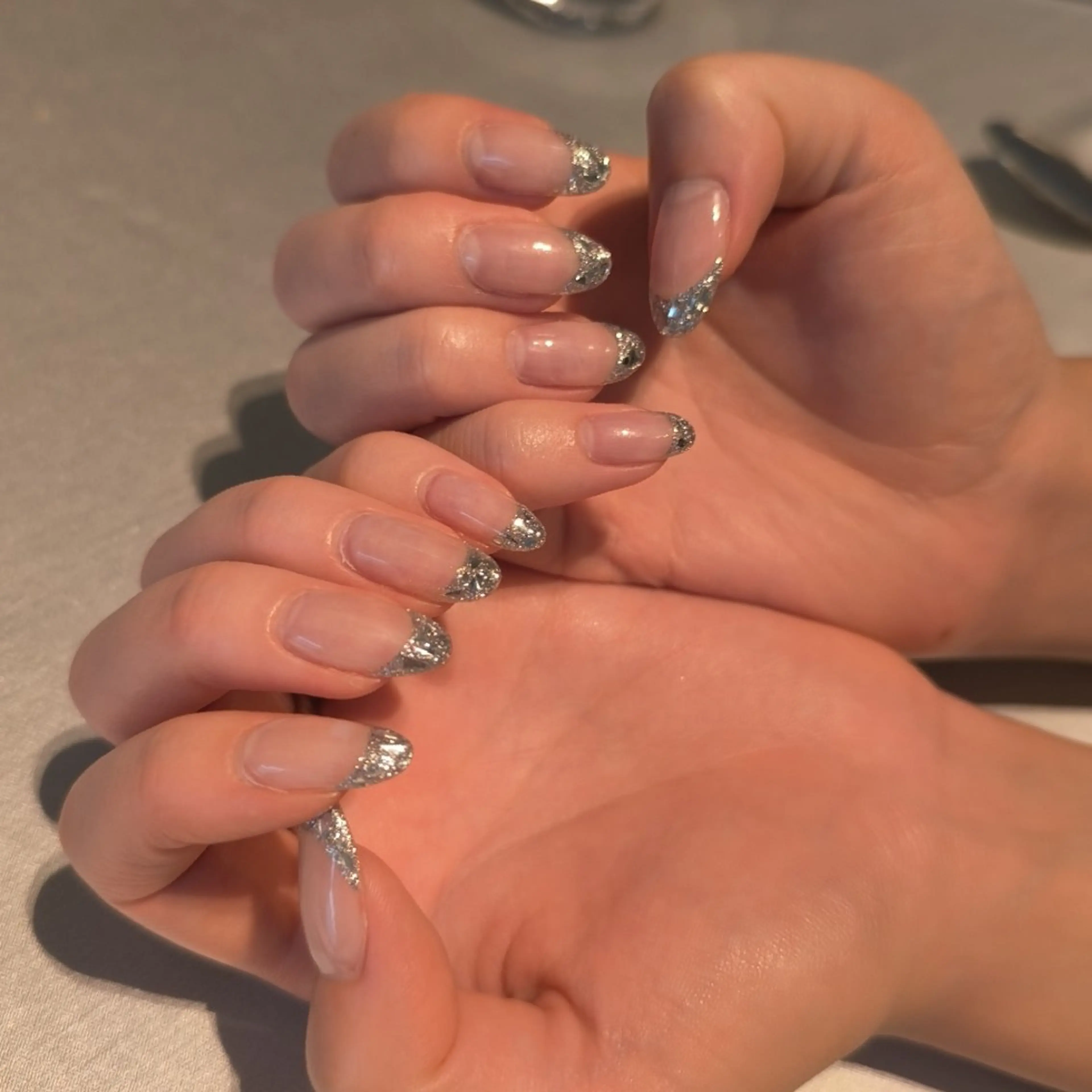 ネイル フレンチネイル ガラスフレンチ ハンドネイル K nailのネイルデザイン