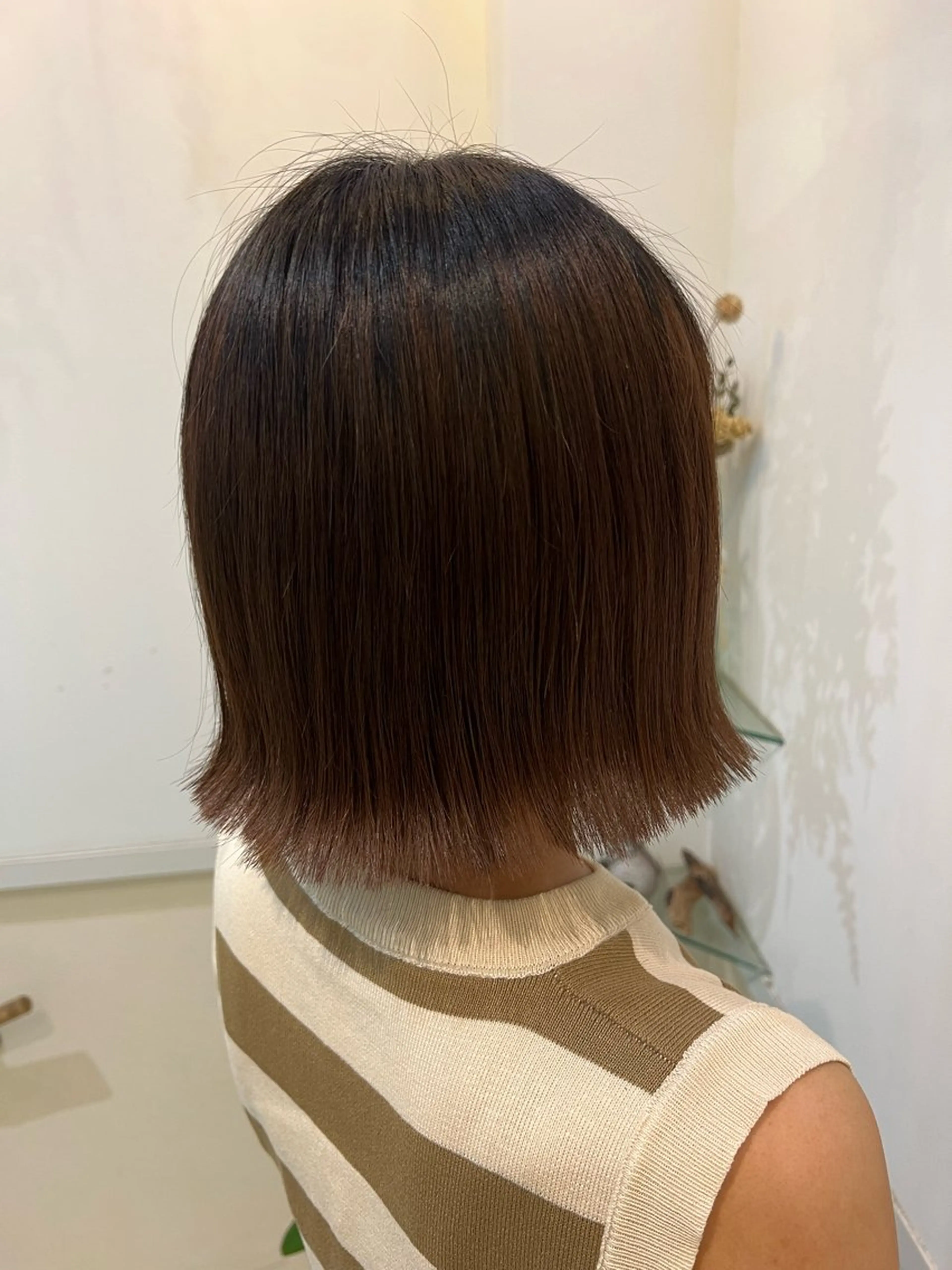 ミディアム カラー ブリーチしない暖色 カラー🥀杉 優菜のヘアスタイル