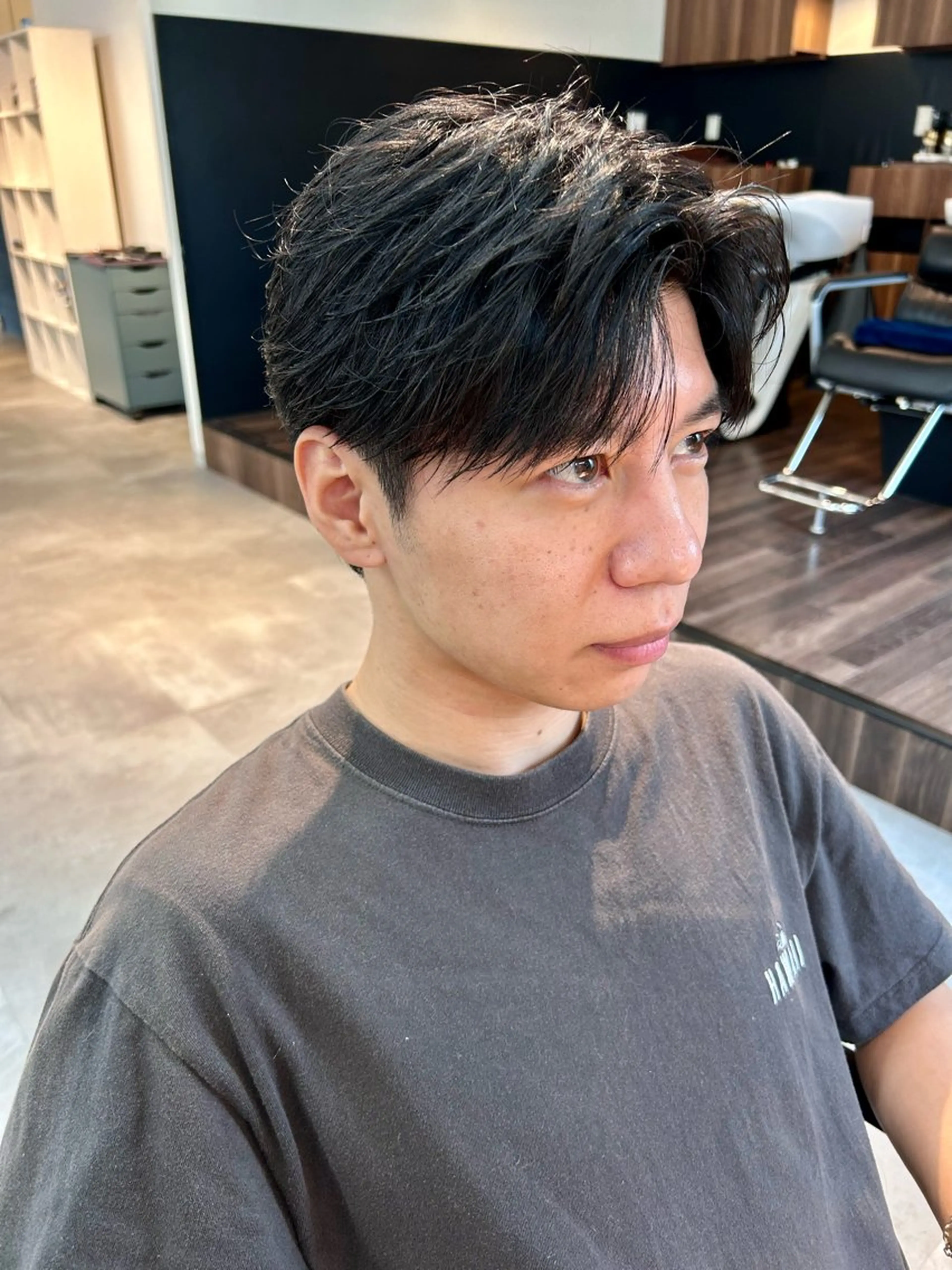 メンズ センターパート カット 千葉 シャドウパーマ ニュアンスパーマ 関のヘアスタイル