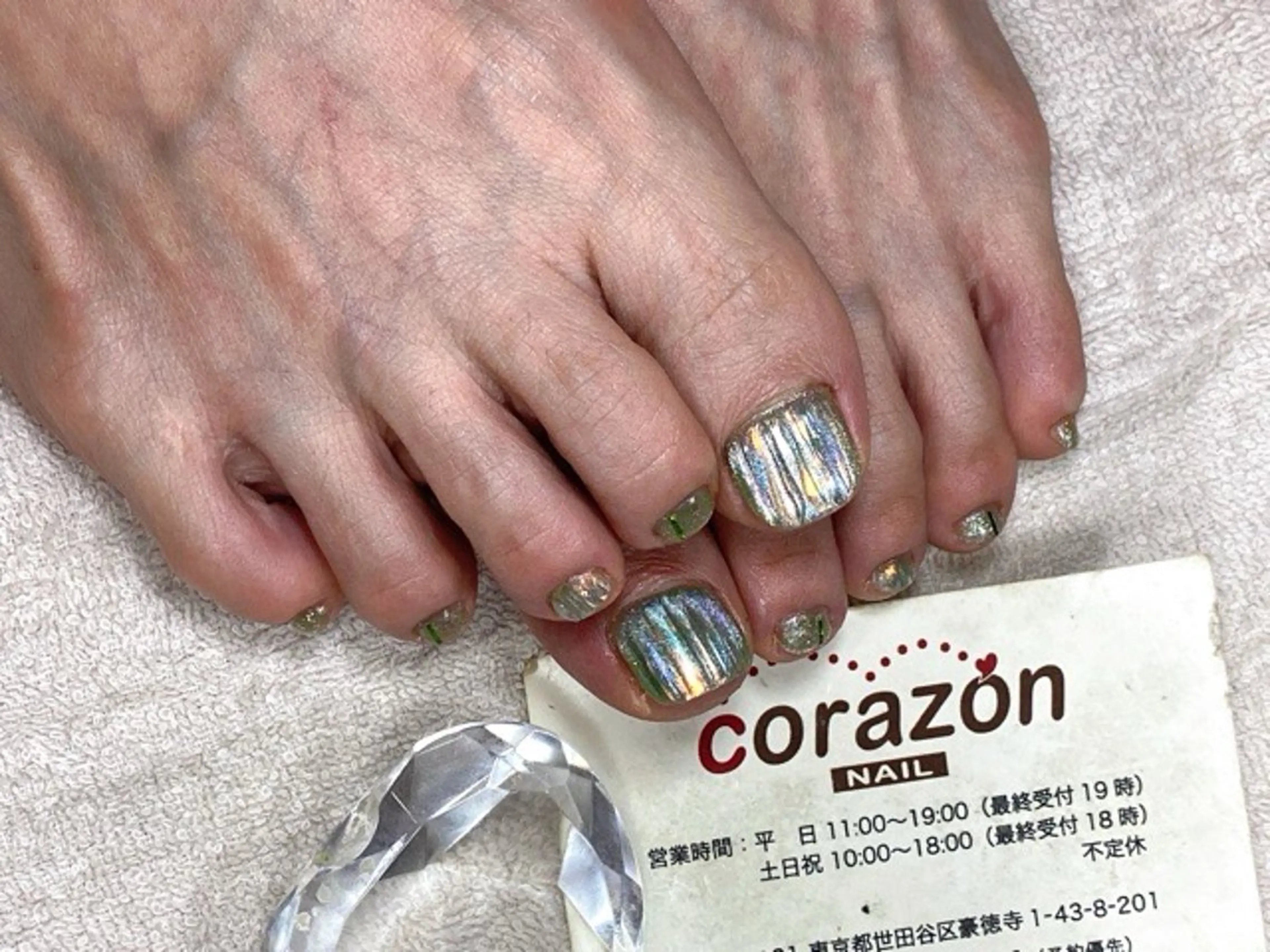 ネイル フットネイル グリーン マグネットネイル フットネイル corazon所属・ネイリスト aicoのネイルデザイン
