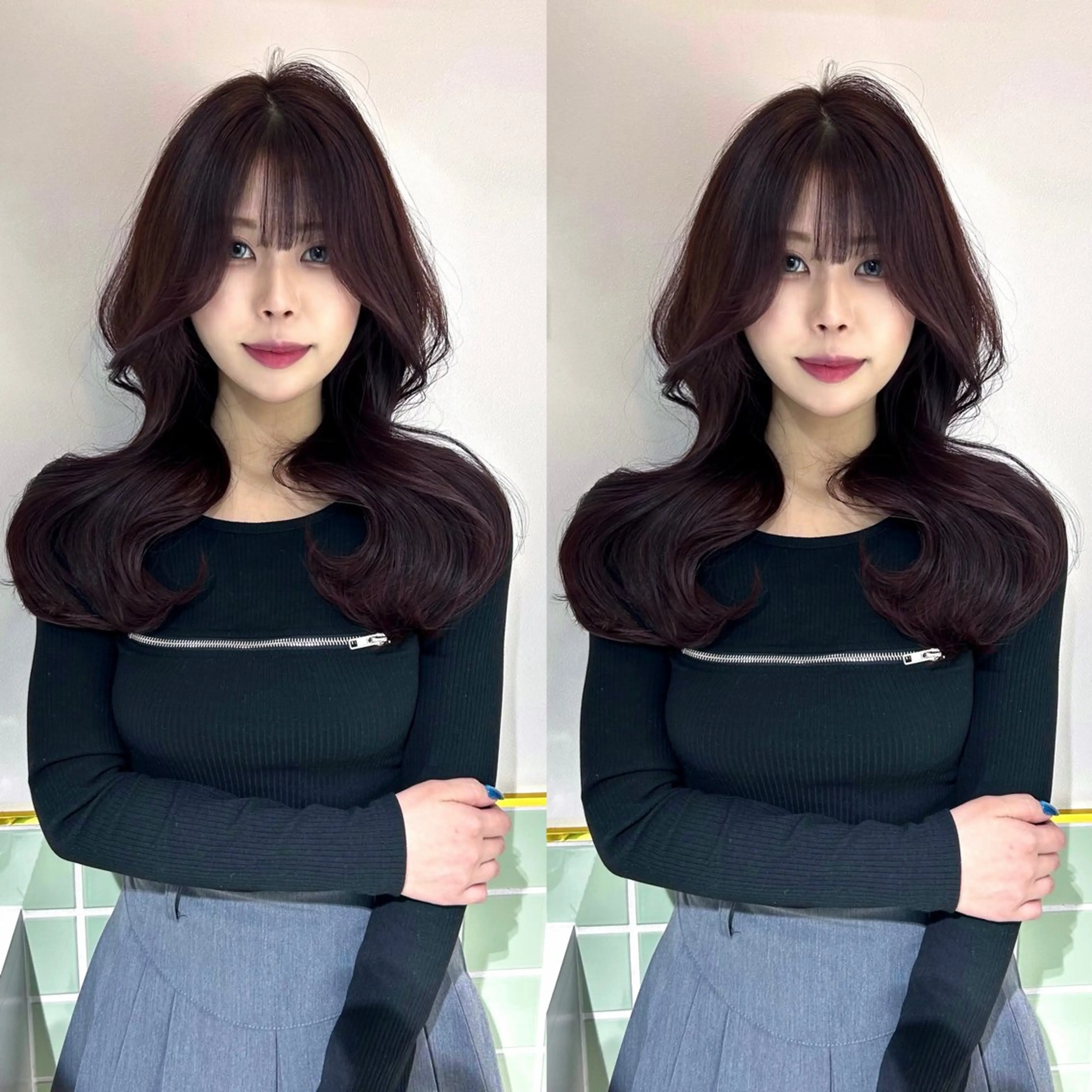 【💖美髪人気メニュー】イルミナカラー+カット+超音波髪質改善トリートメント+韓国巻きあげ付きの写真