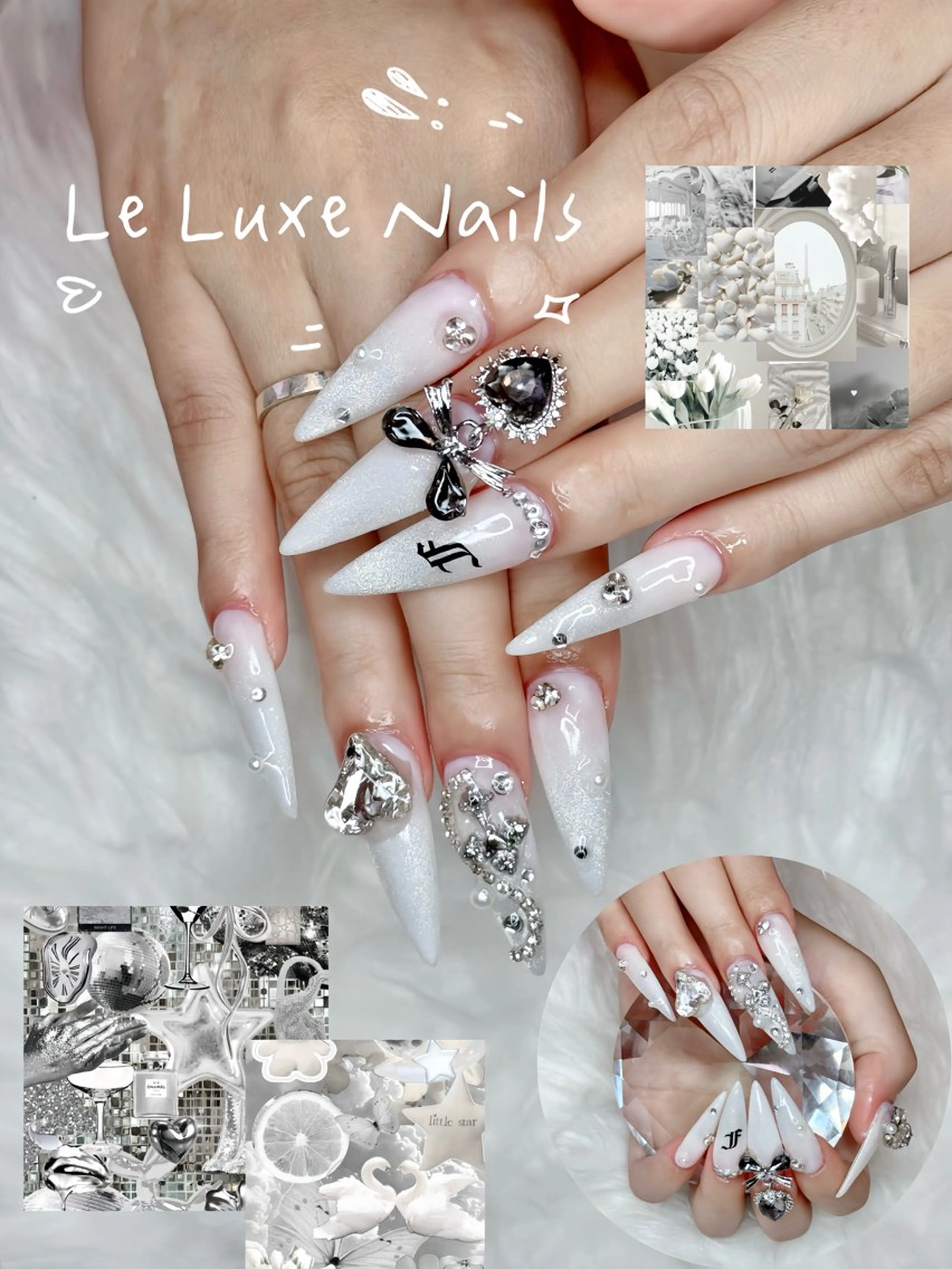 ネイル シルバー ホワイト le luxe nails所属・le luxe nailsのネイルデザイン